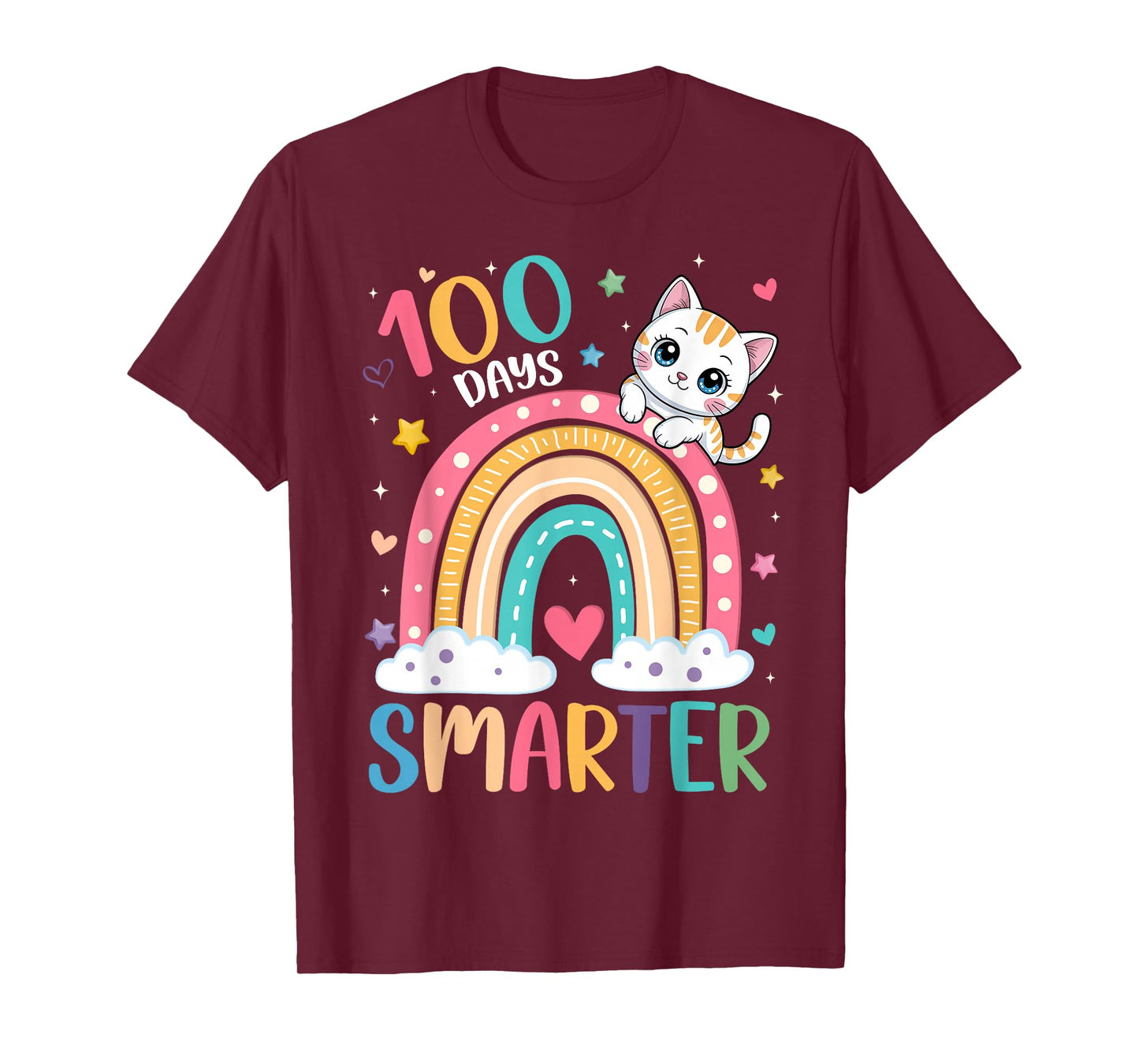 100 Days Smarter Shirts Girls Kitten Cat 100th Day of School T-Shirt