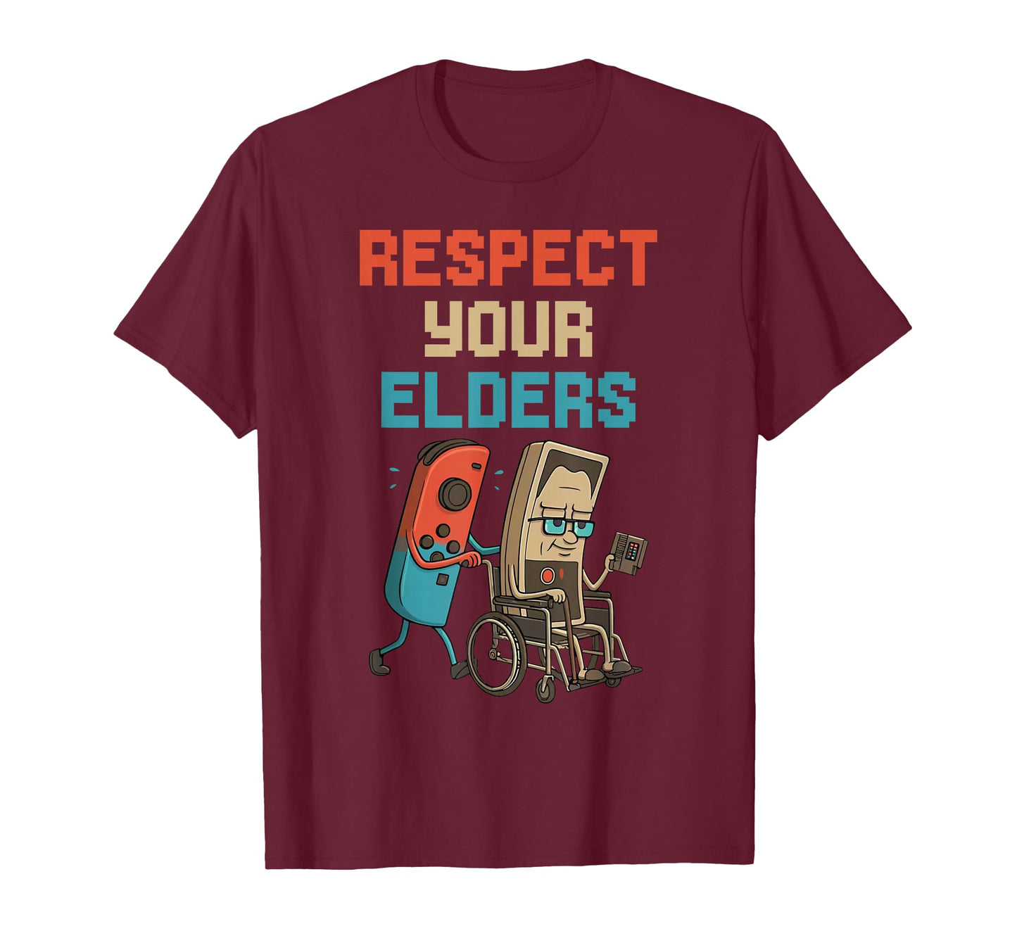 Respect Your Elders Gaming Control Retro Funny Video Game T-Shirt