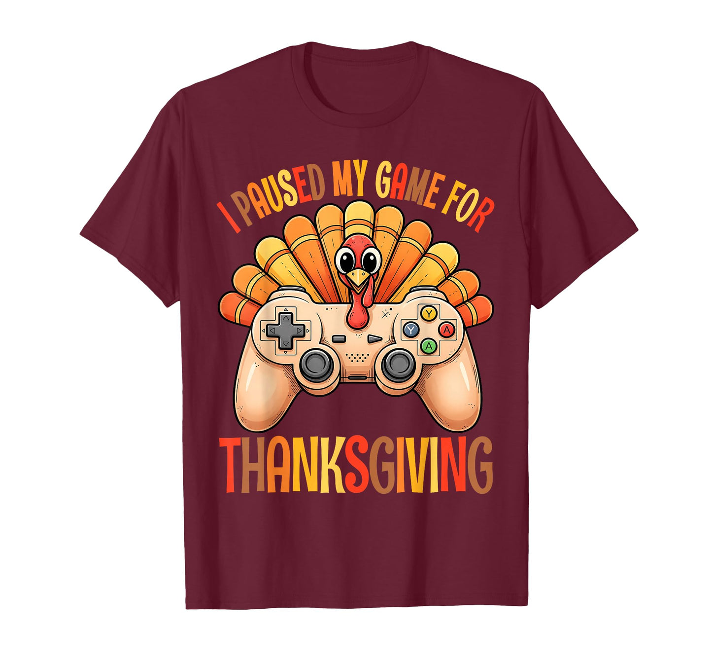Happy Thanksgiving Gaming Fall Turkey Gamer Boys Kids Men T-Shirt