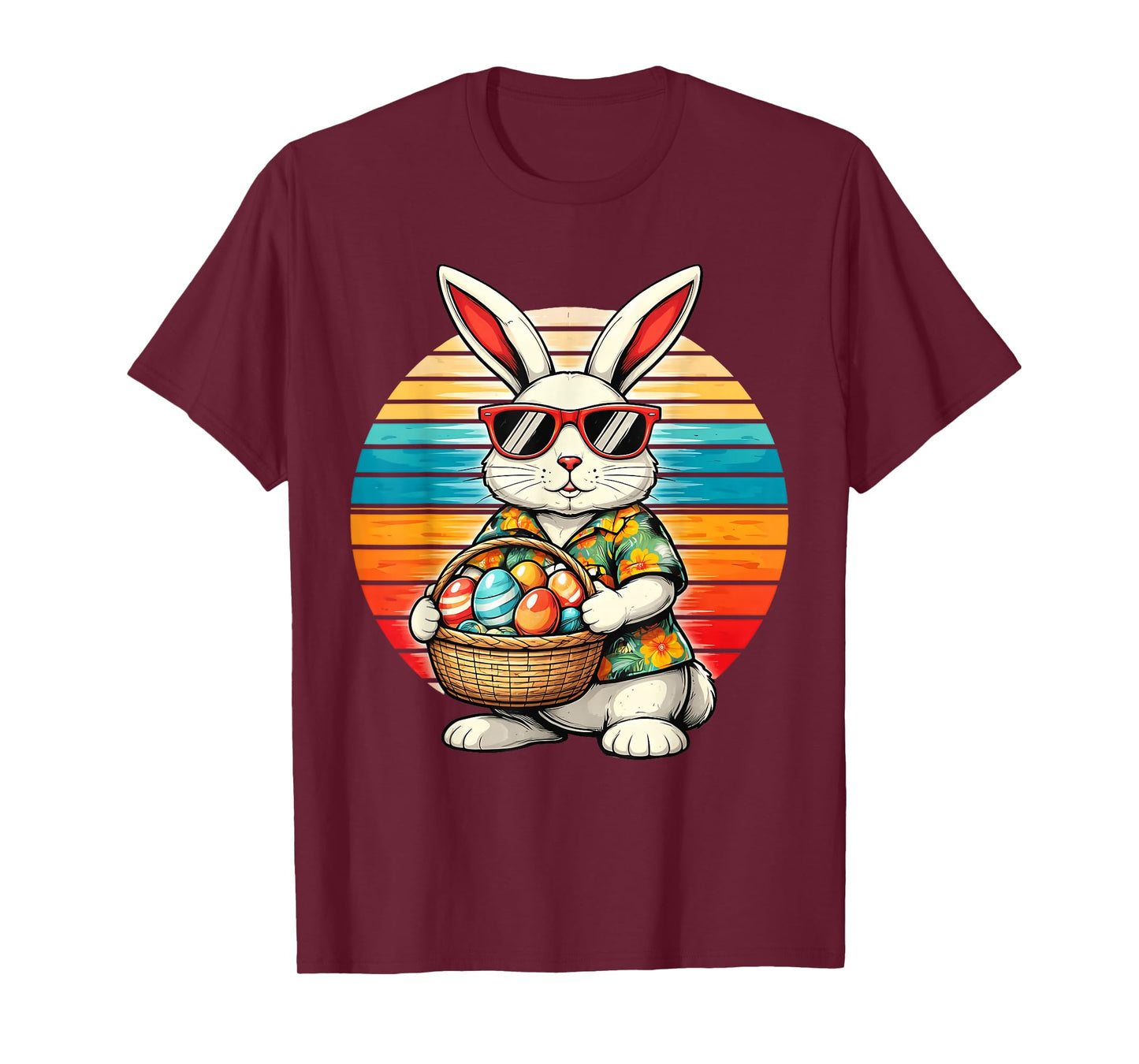 Mens Boys Easter Retro Bunny Egg Funny Easter Men Women Kids T-Shirt