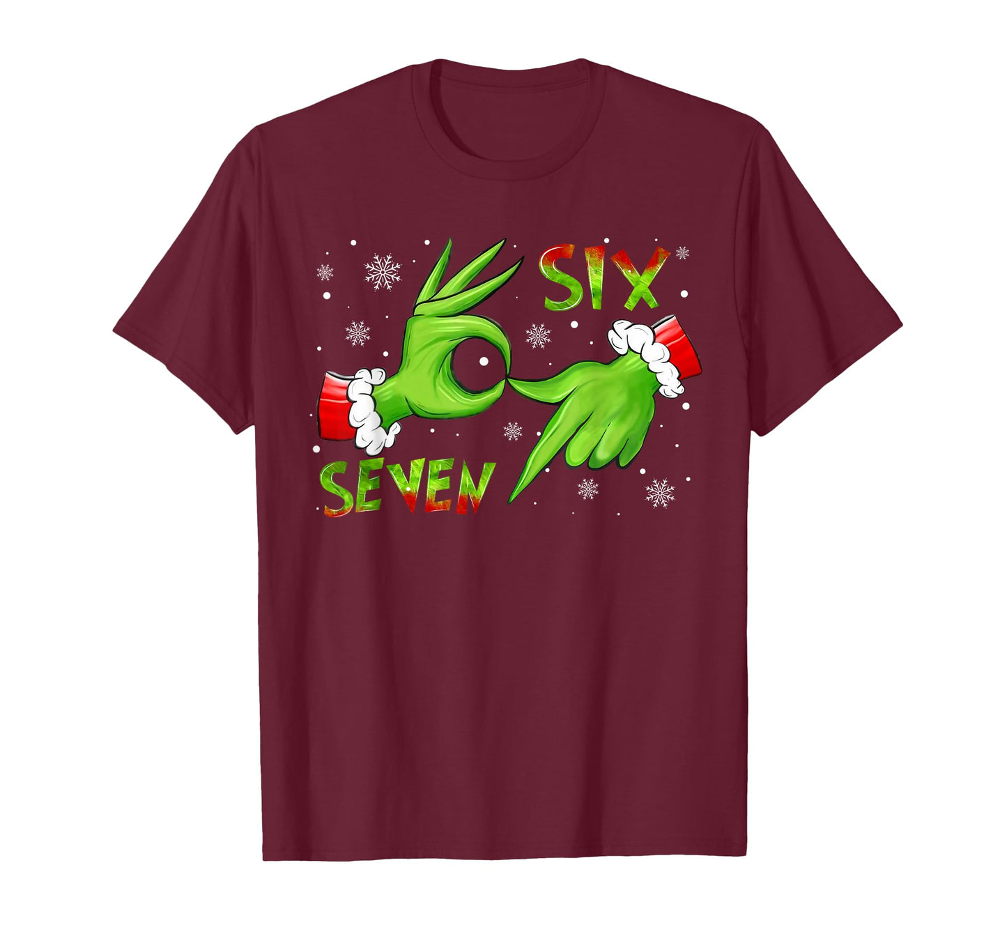 6 7 Six Seven Hand Gen Z Alpha Meme Slang Xmas Christmas T-Shirt