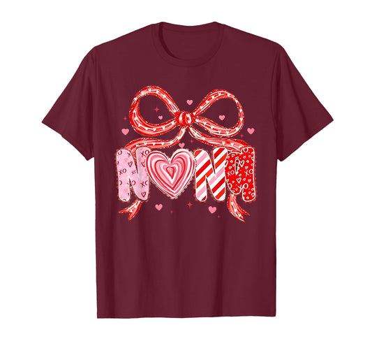 Valentine Nana Coquette Bow Heart Mom Mother Women T-Shirt