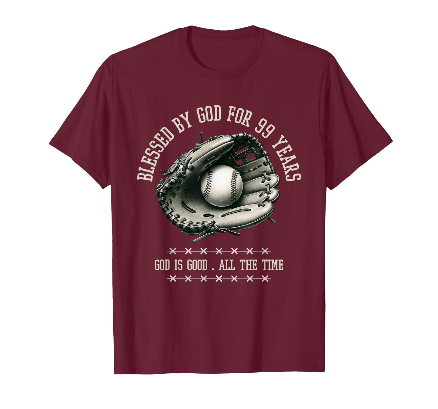 Blessed by God for 99 Years Old Baseball 99th Birthday Gifts T-Shirt