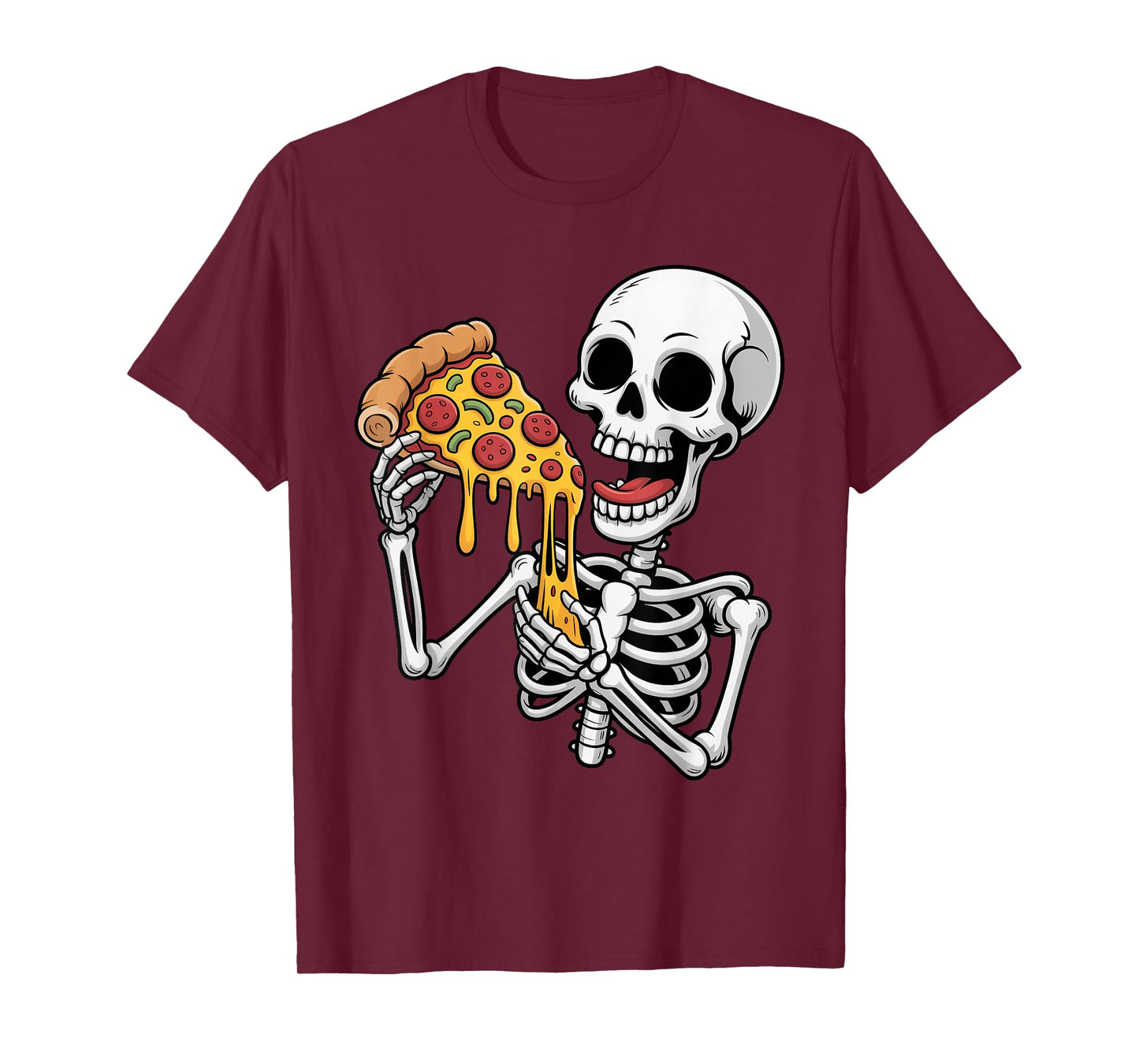 Creepy Skeleton Eating Pizza Halloween Costume Spooky Season T-Shirt