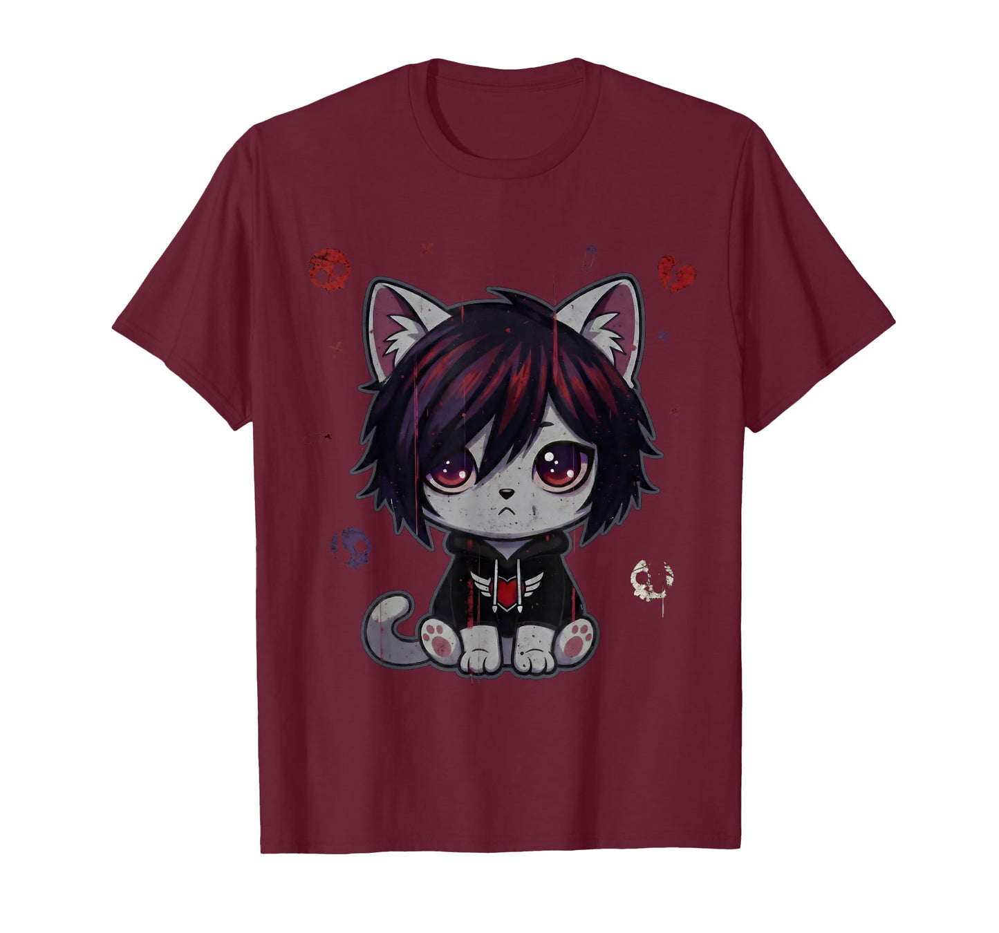 Goth Girl Emo Gothic Cat, Punk Dark Music Grunge Cute Kitty T-Shirt