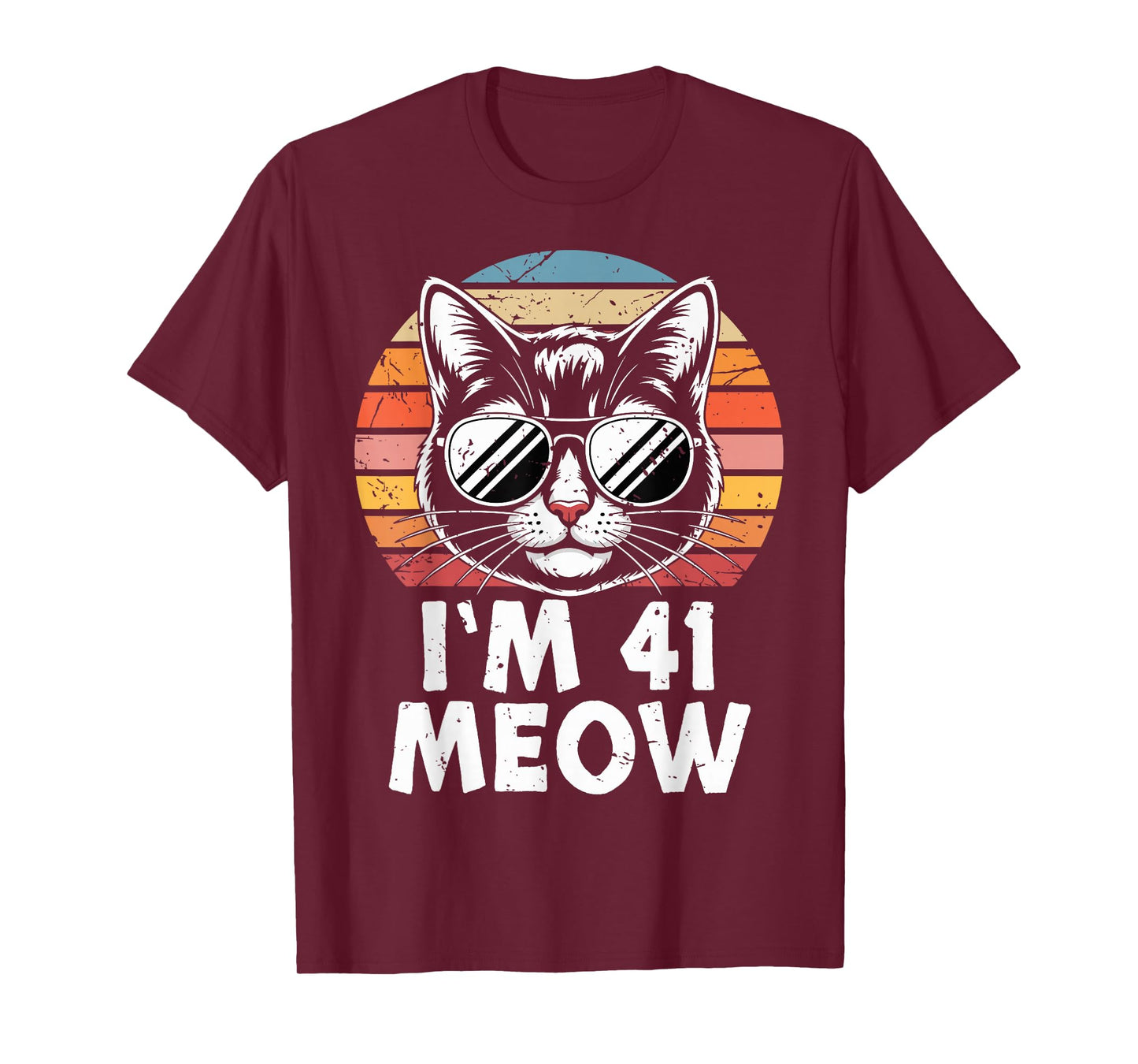 41 Birthday 41 Years Old I’m 41 Meow Funny Cat Birthday T-Shirt