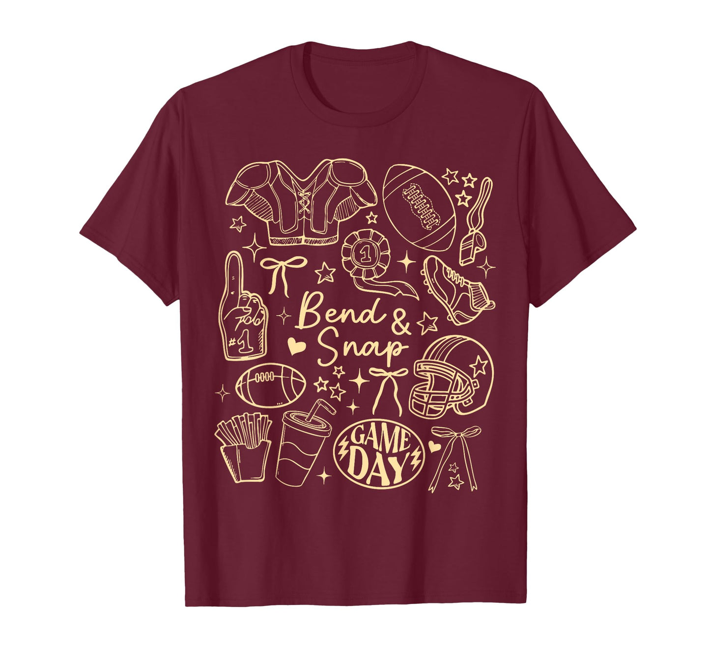 Funny Game Day Touchdown Season Cute Bend and Snap Football T-Shirt