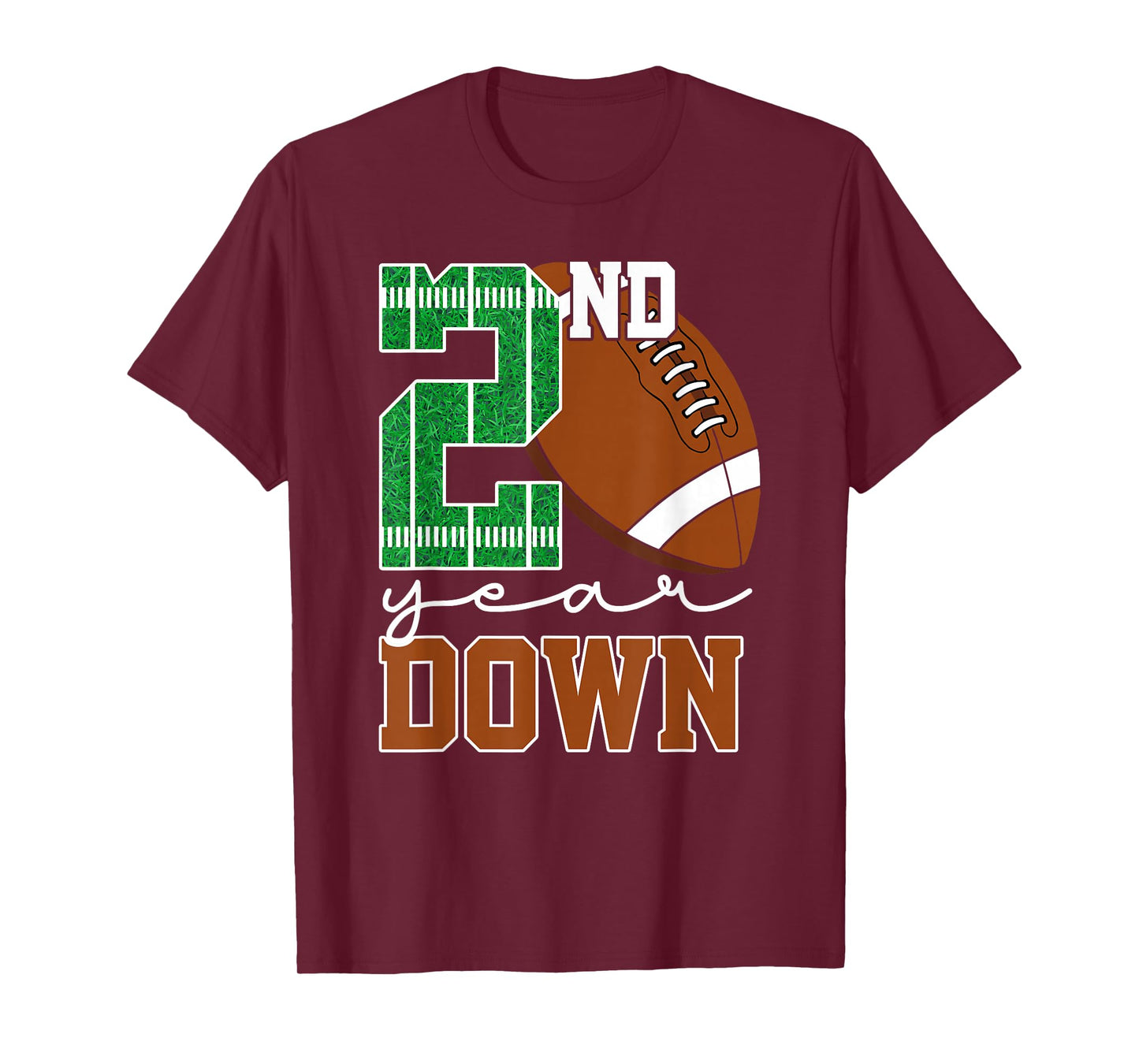 2nd Year Down Football Lover Second Birthday Boy Party T-Shirt