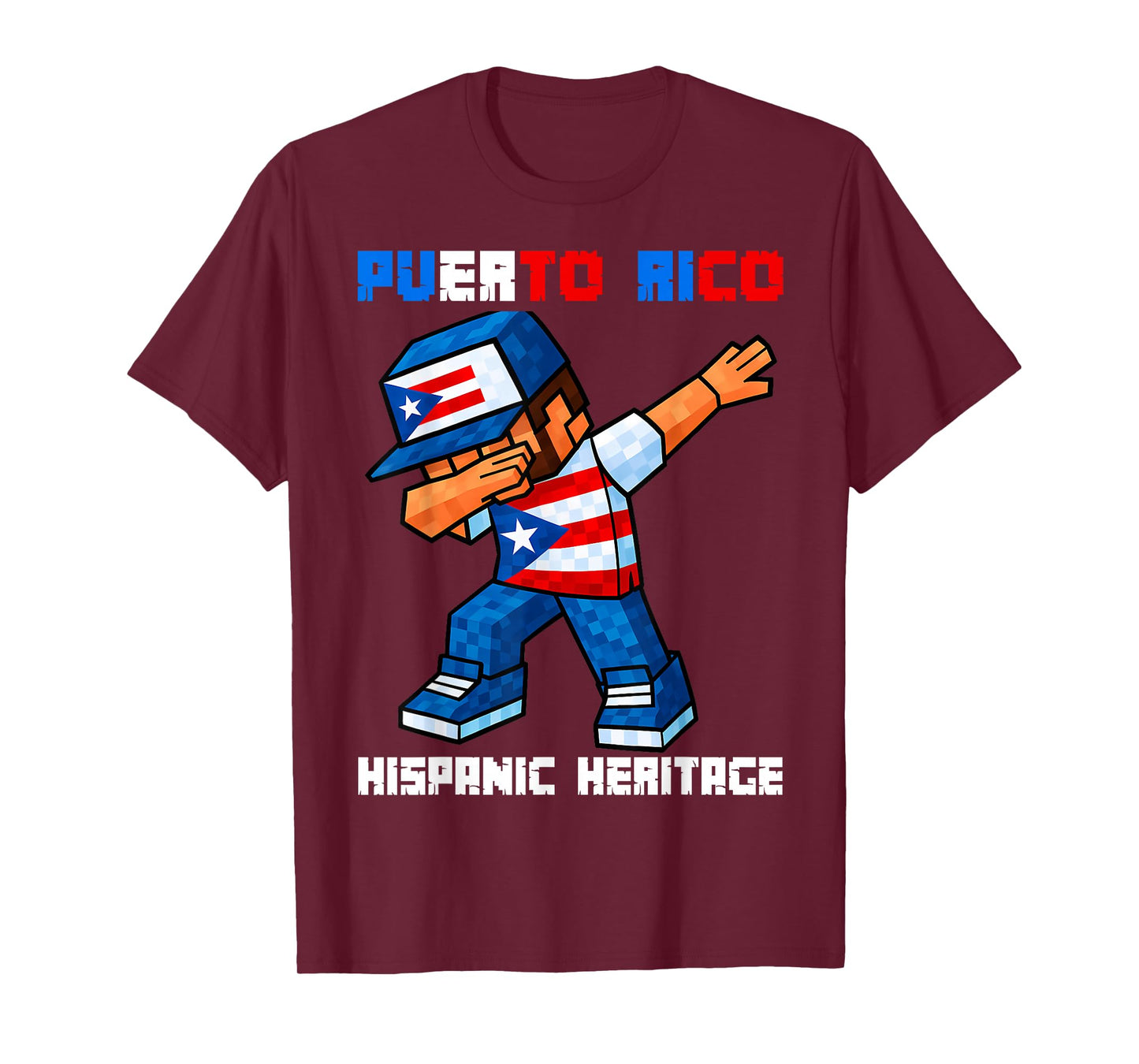 Puerto Rico Dab Boy Game Pixel Hispanic Heritage Rican Kids T-Shirt