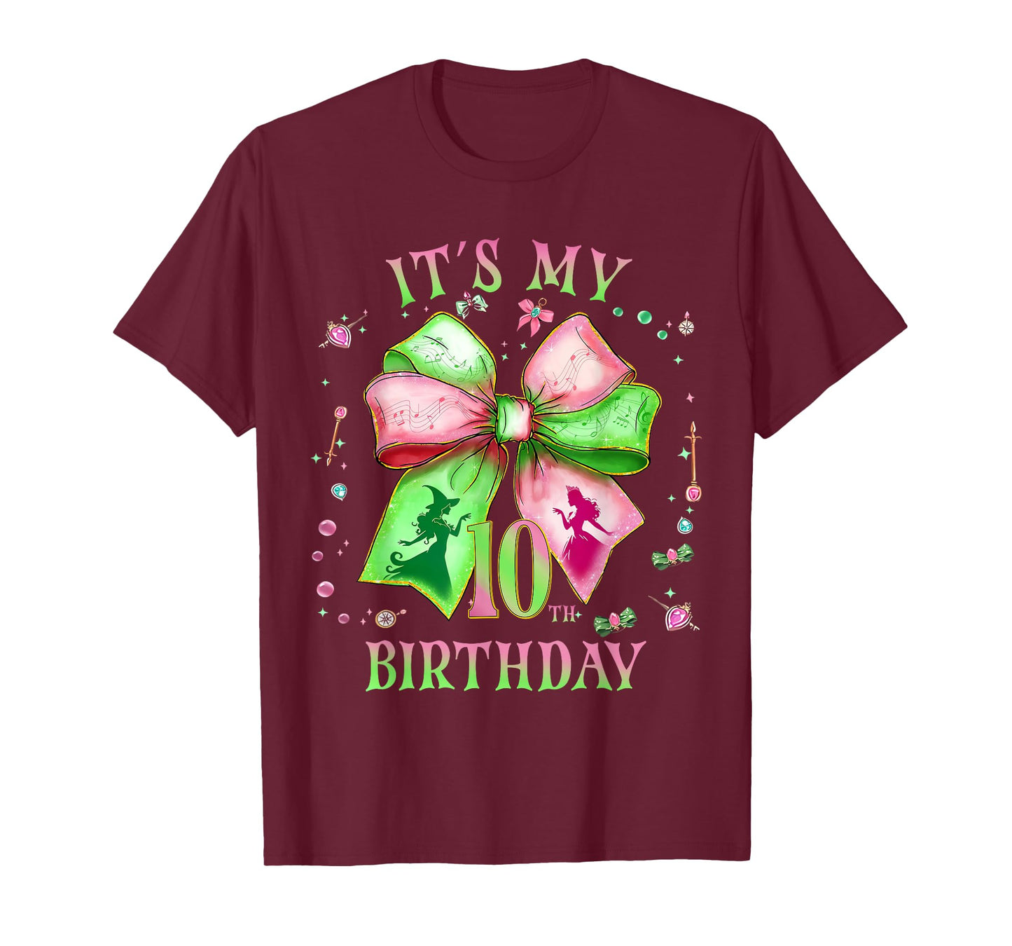 It's My 10th Birthday Girl Witch Pink And Green 10 Year Old T-Shirt