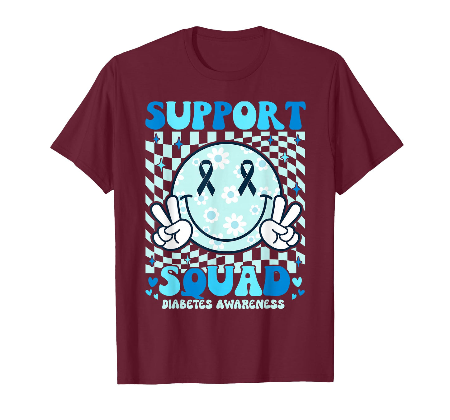 Support Squad Diabetes Awareness Shirt Blue Smile T1D Type 1 T-Shirt