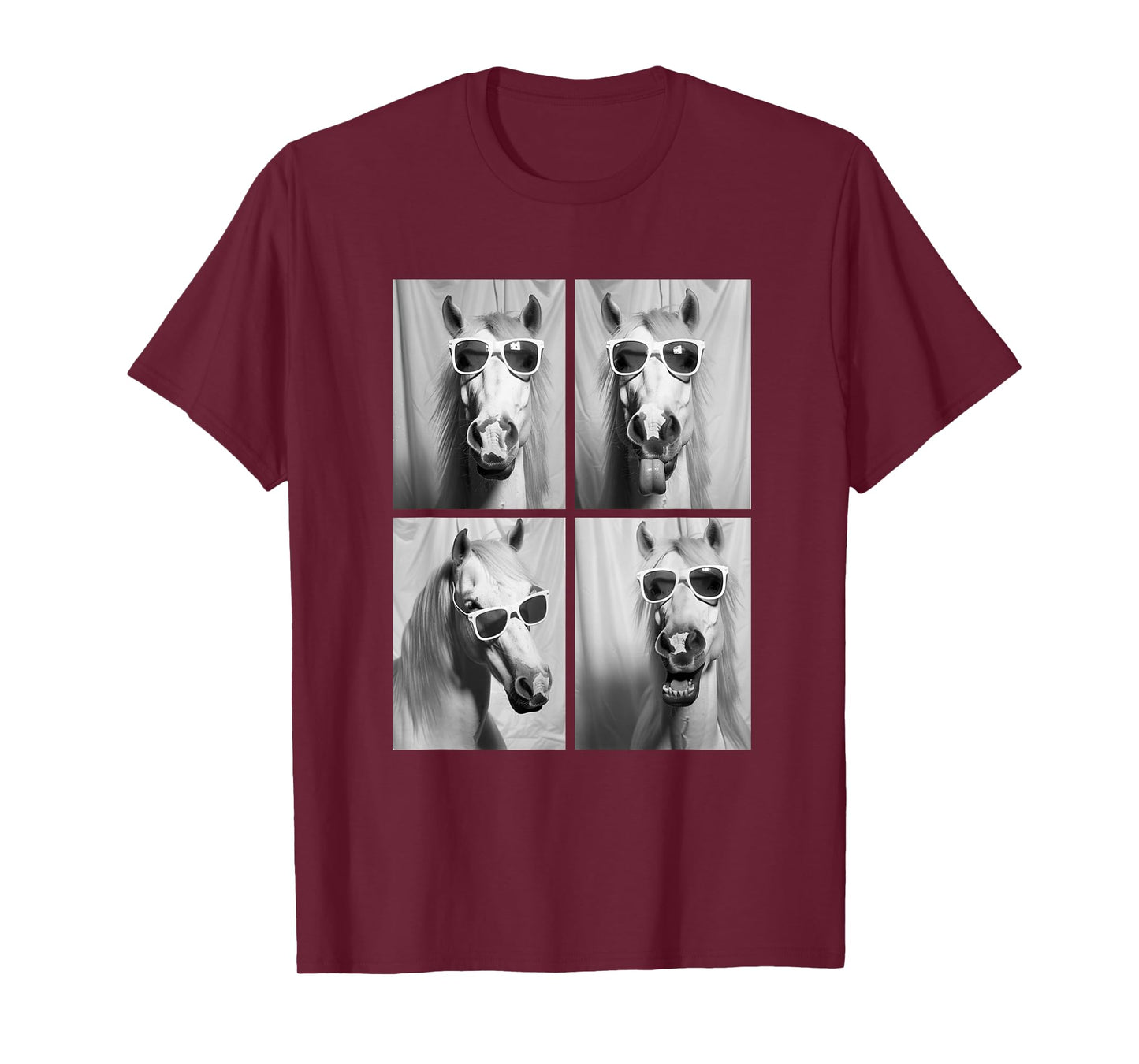 Cute Horses with Sunglasses Hipster Photo Booth Memes T-Shirt