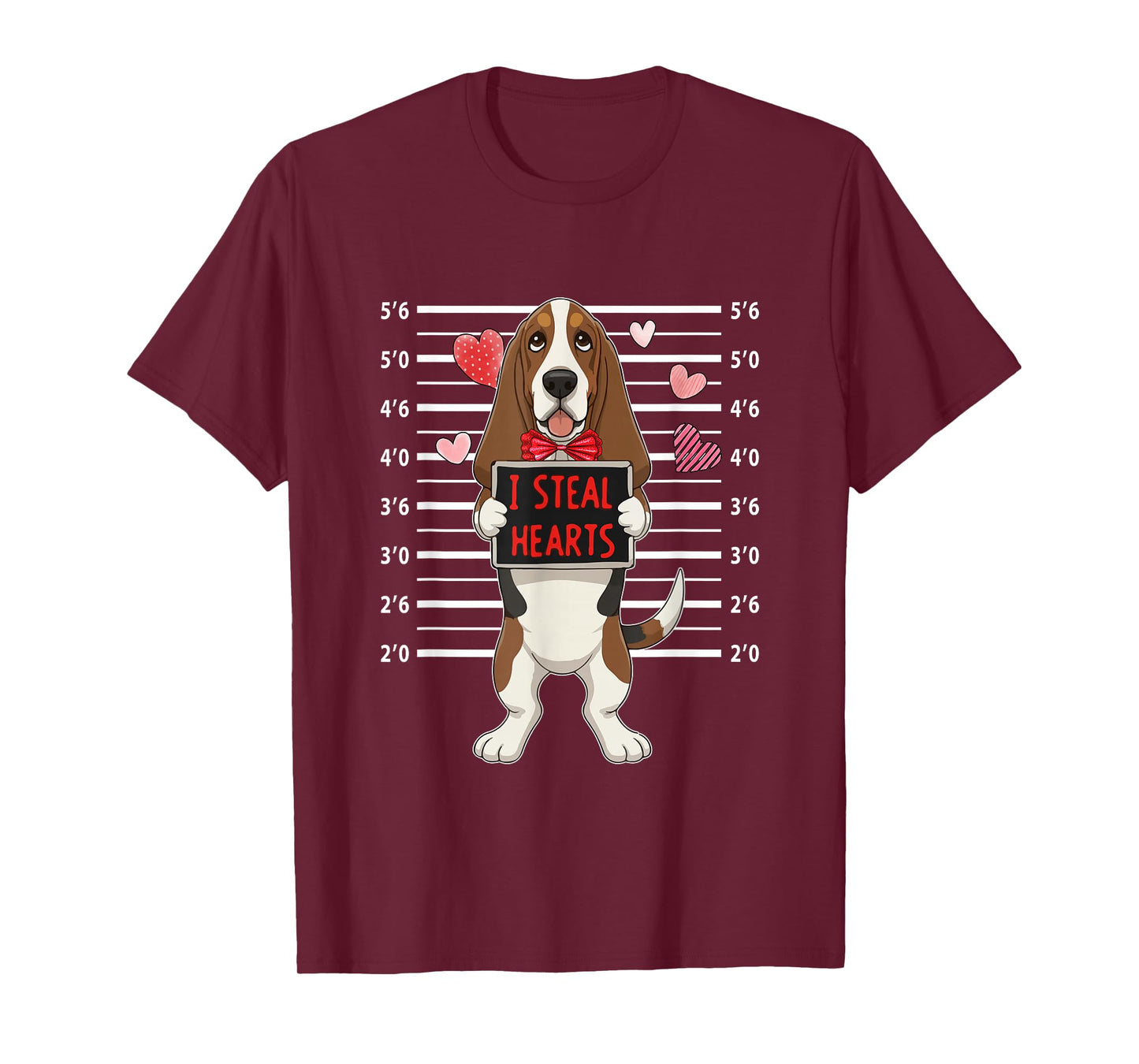 I Steal Cute Hearts Valentine's Day Basset Hound Lover Owner T-Shirt