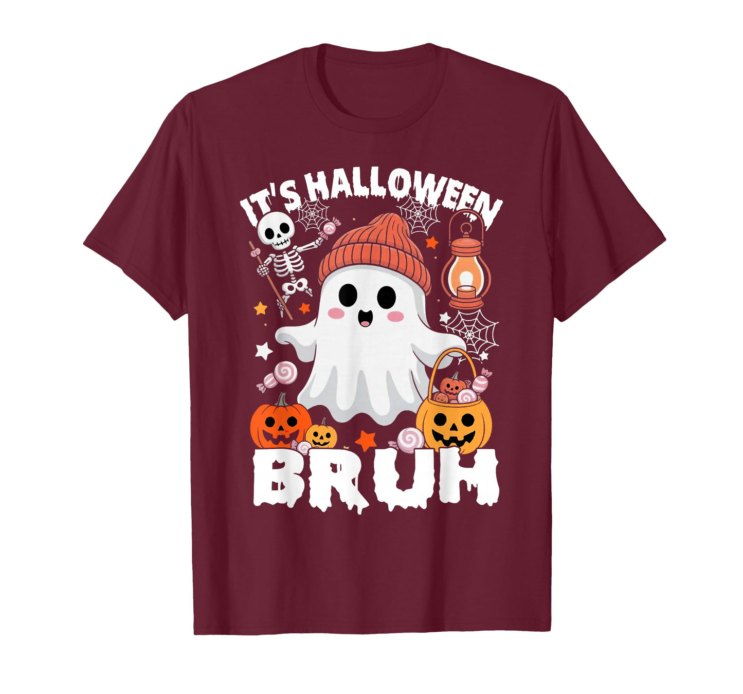 Its Halloween Bruh Boo Ghost Pumpkin Costume Boys Girls Kids T-Shirt