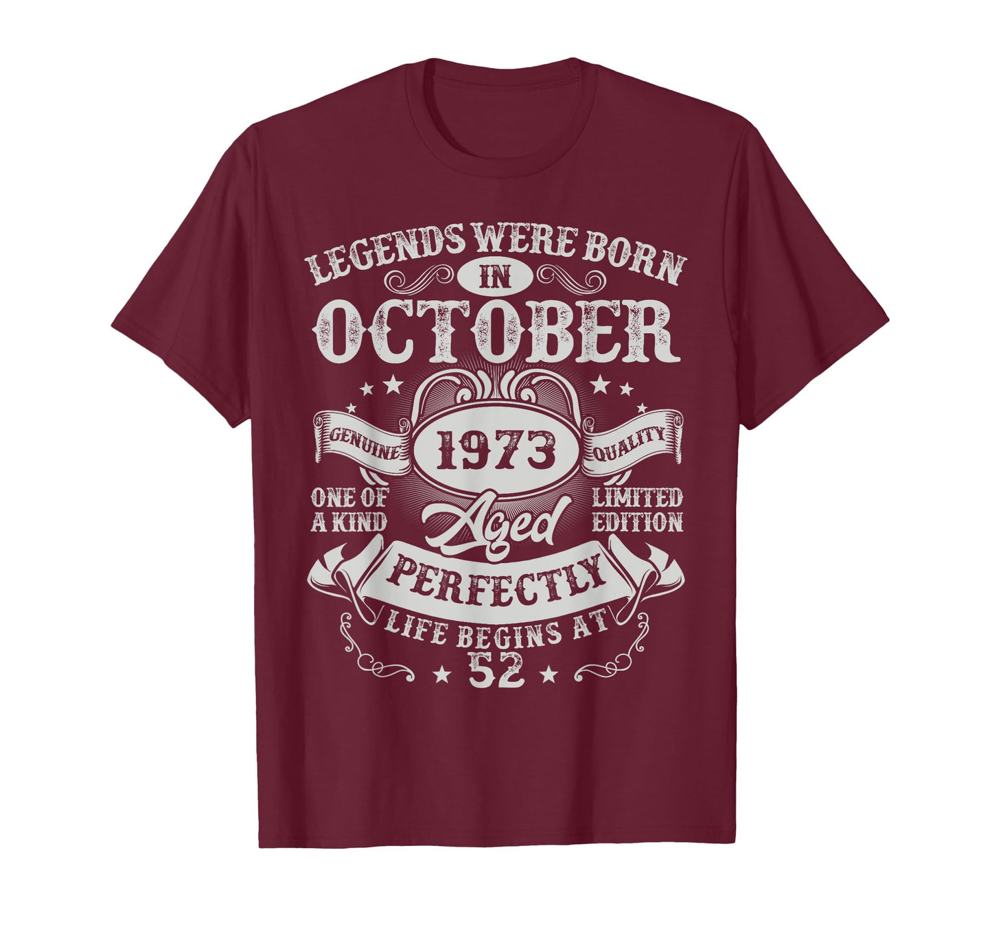 Legends Were Born in October 1973 Vintage 52nd Birthday Men T-Shirt