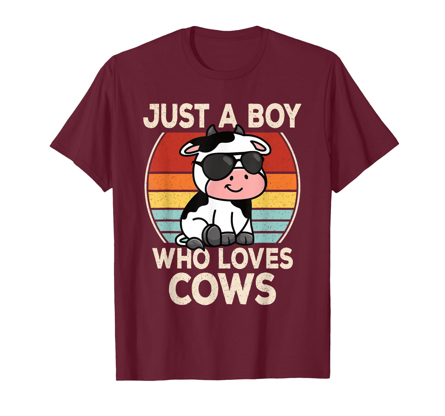 Just A Boy Who Loves Cows Retro Cow Boys Kids T-Shirt