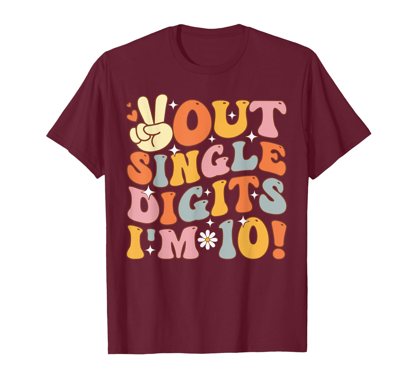 Peace Out Single Digits Retro Groovy 10th Birthday Kids Girl T-Shirt