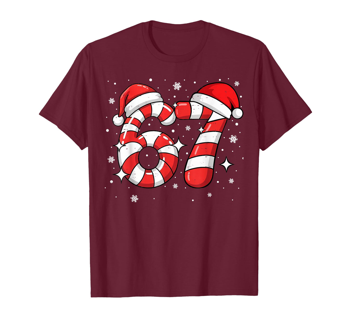 67 Meme Six Seven Candy Cane Christmas Boys Girls Kids T-Shirt