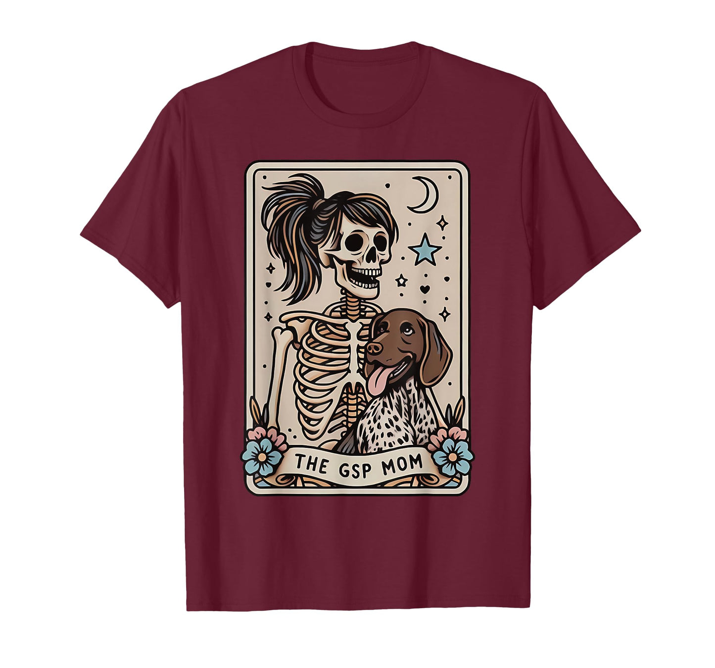 GSP Mom German Shorthaired Pointer Mom Tarot Card Skeleton T-Shirt