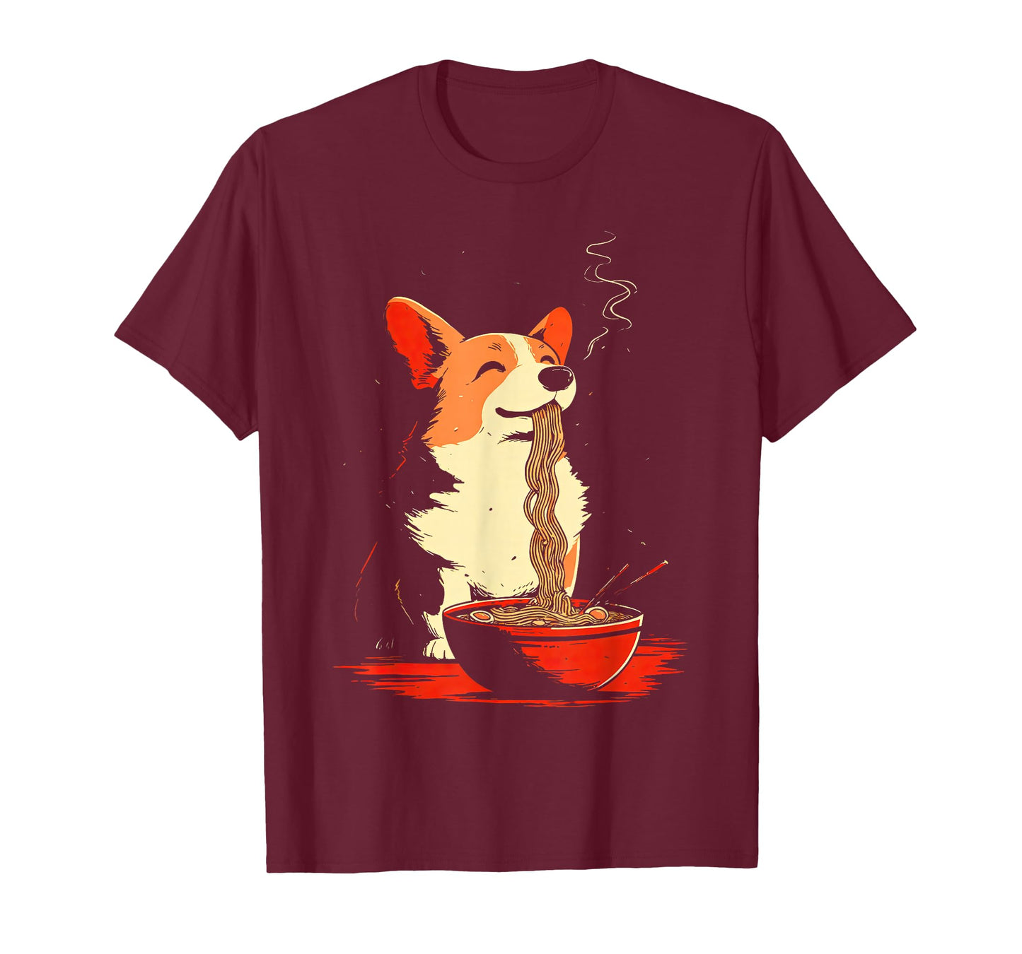 Retro Kawaii Ramen Corgi Japanese Noodles Dog Eating Ramen T-Shirt