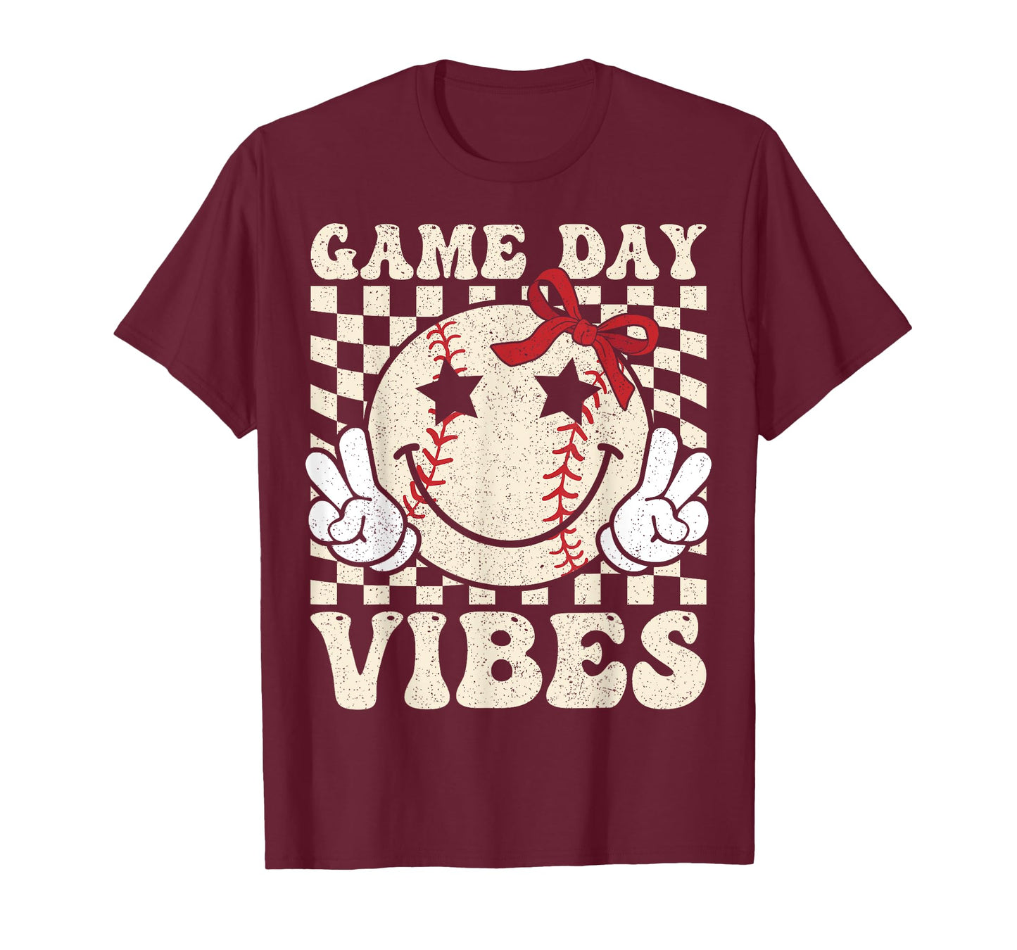 Game Day Vibes Retro Coquette Bow Baseball Girls Women T-Shirt