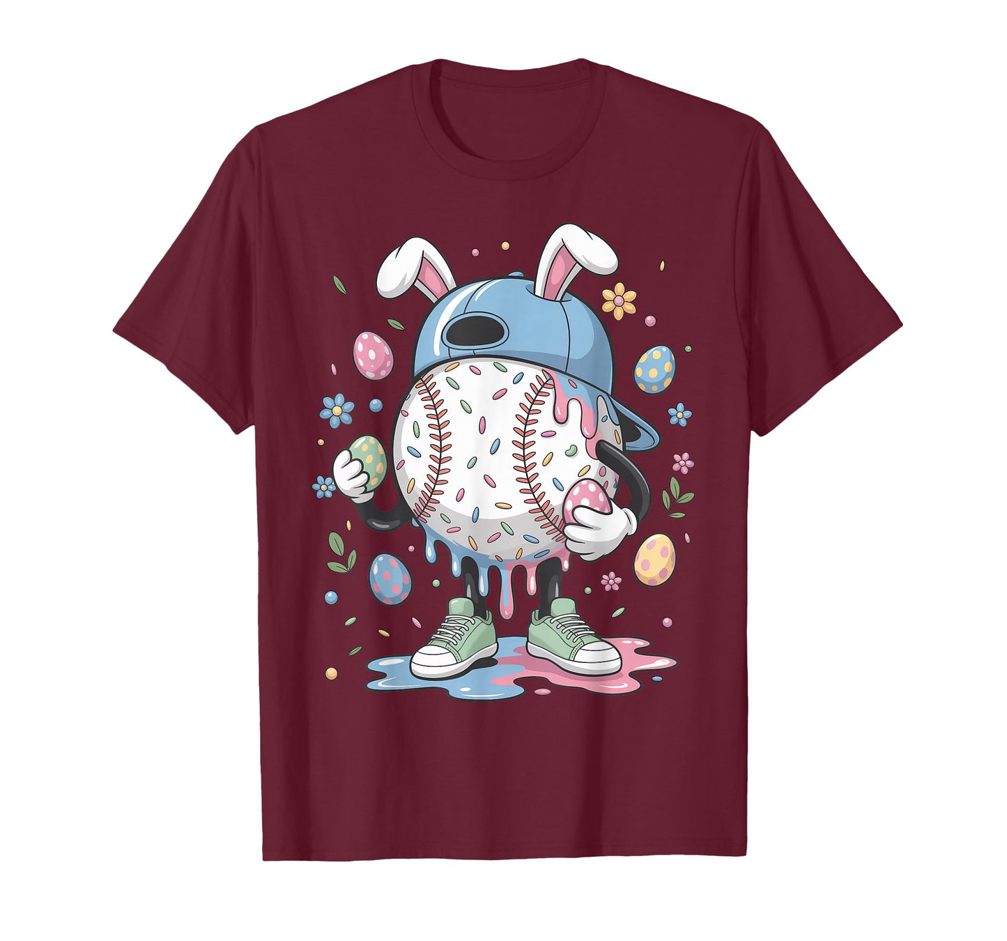 Easter Baseball Drip Easter Bunny Boys Women T-Shirt