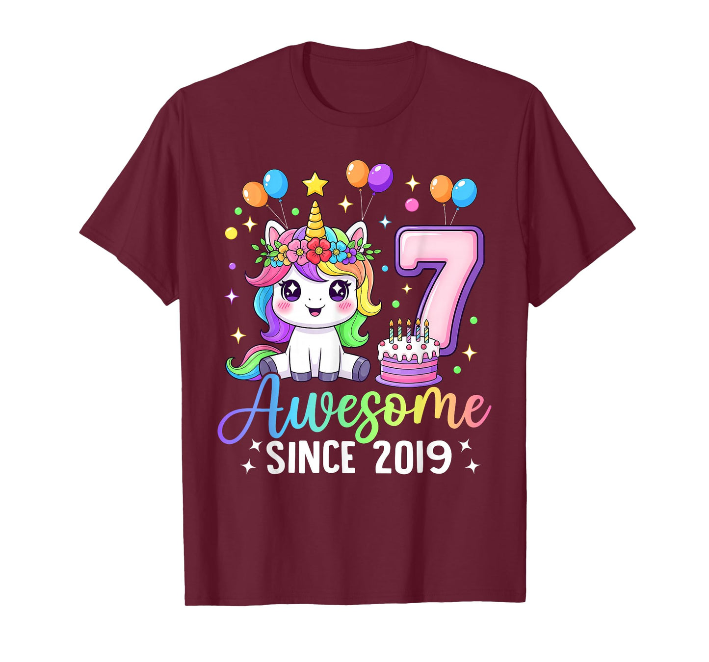 Unicorn 7th Birthday 7 Year Old Unicorn Party Birthday Girl T-Shirt