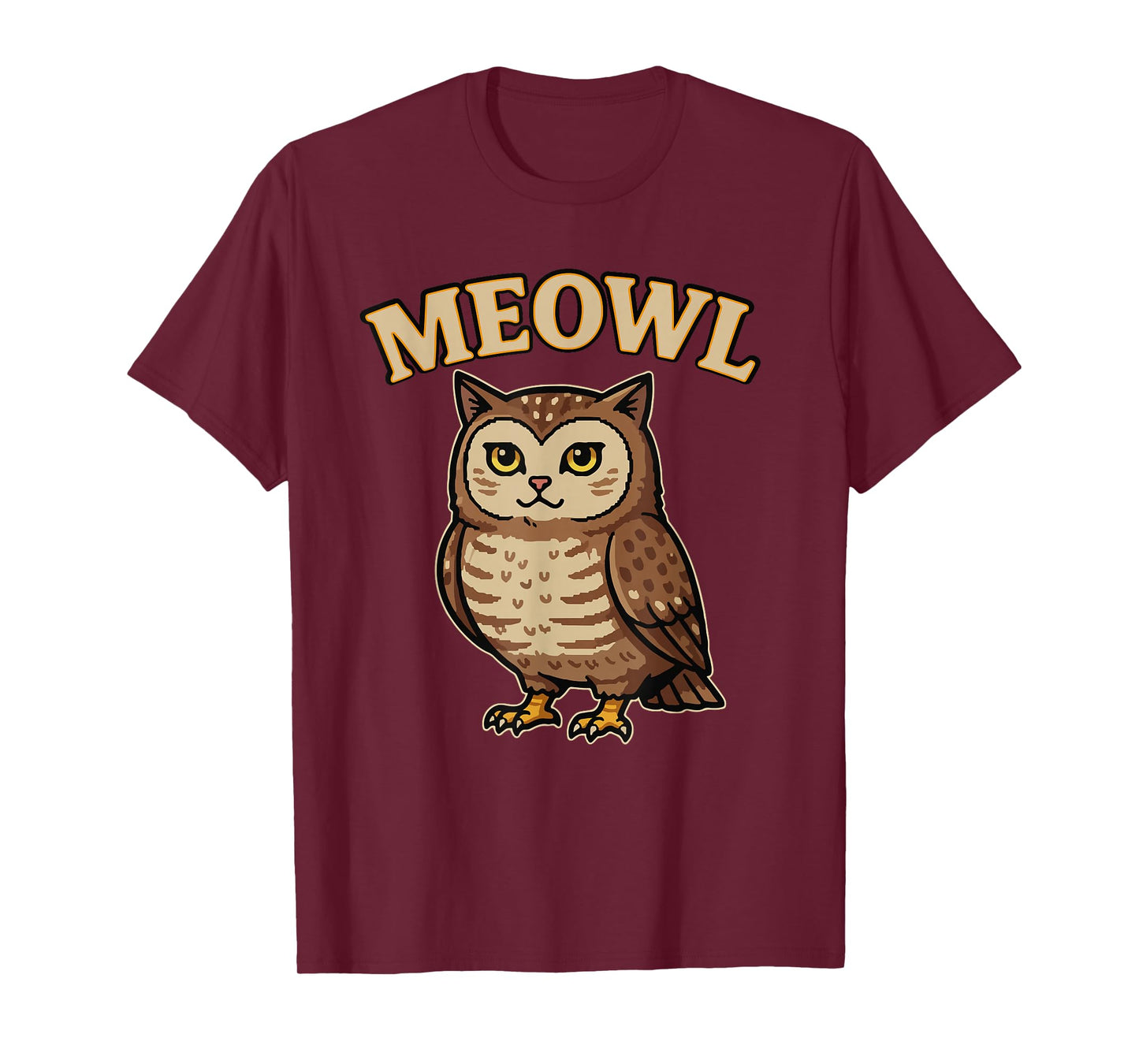 Meowl - Funny Meow Cat Owl Brainrot Meme Teen Kids Gaming T-Shirt