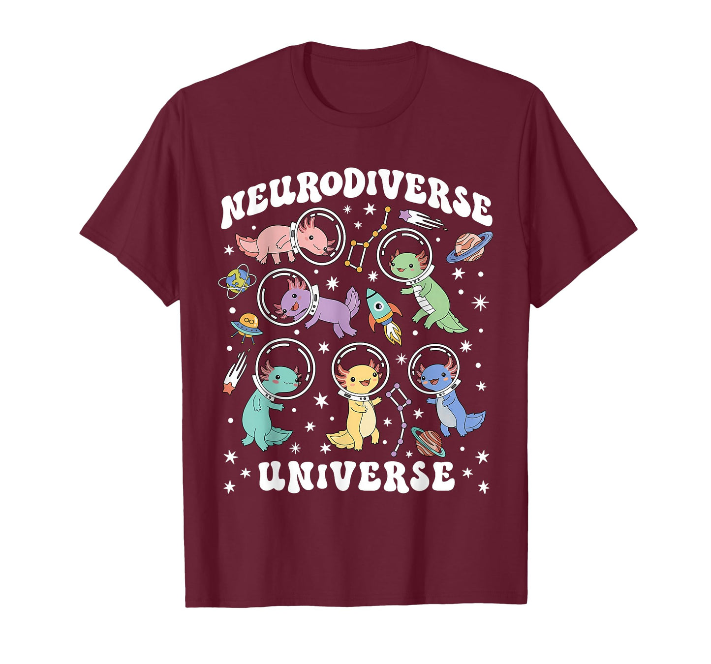 Neurodiverse Universe Axolotl Space Autism ABA Therapist T-Shirt