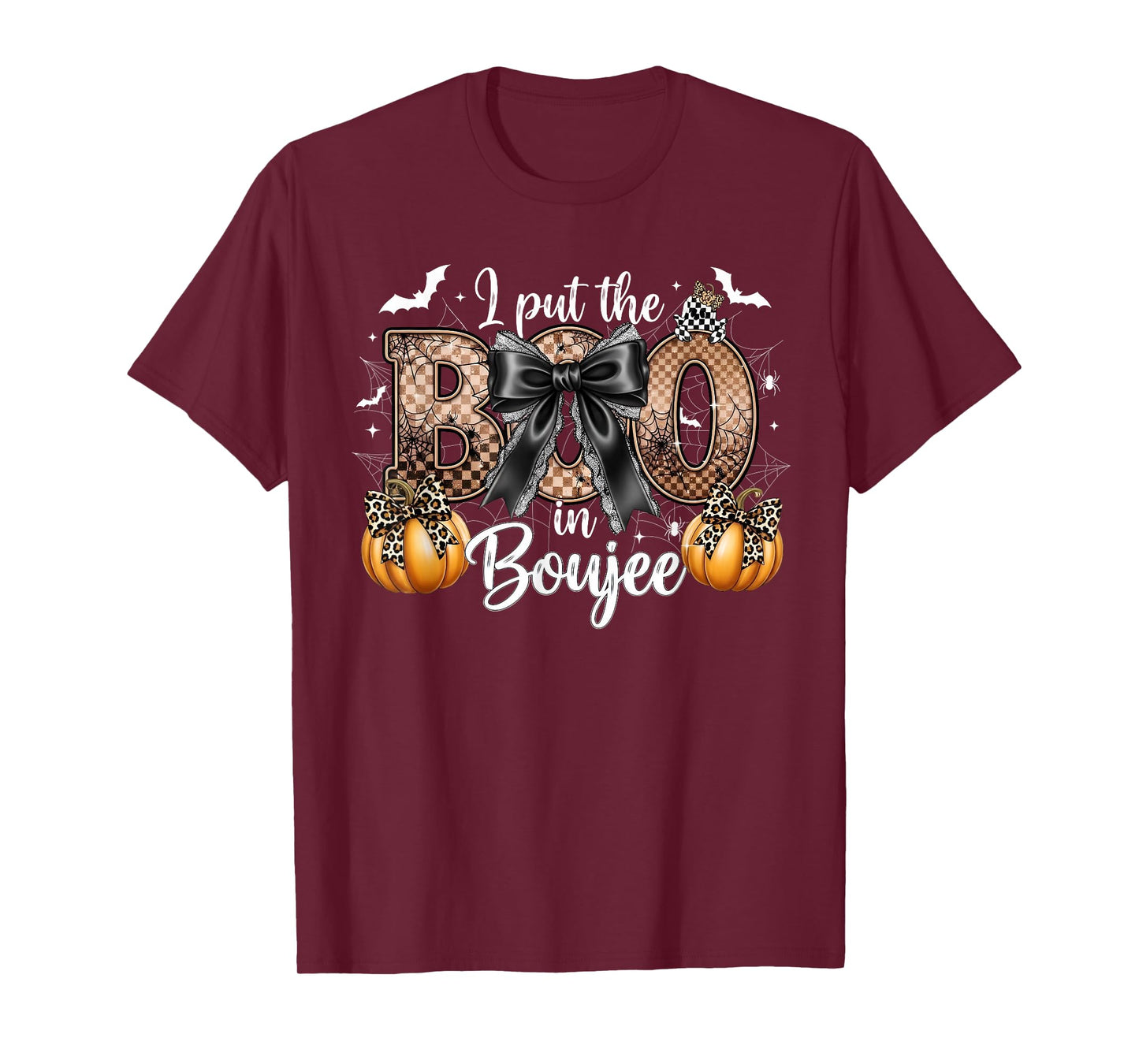 I Put The Boo In Boujee Coquette Bow Pumpkin Happy Halloween T-Shirt