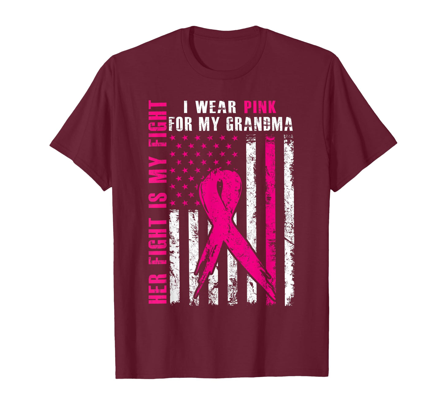 I Wear Pink For My Grandma Breast Cancer Awareness American T-Shirt