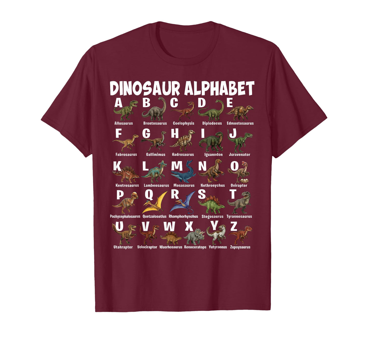 Types of Dinosaurs Alphabet A-Z Dino Girls Boys Dinosaur T-Shirt