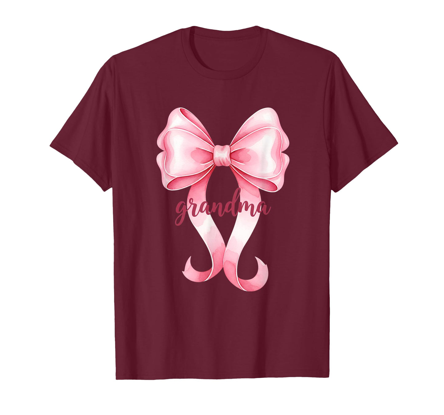 Grandparent Grandma Pink Bow Script Design T-Shirt