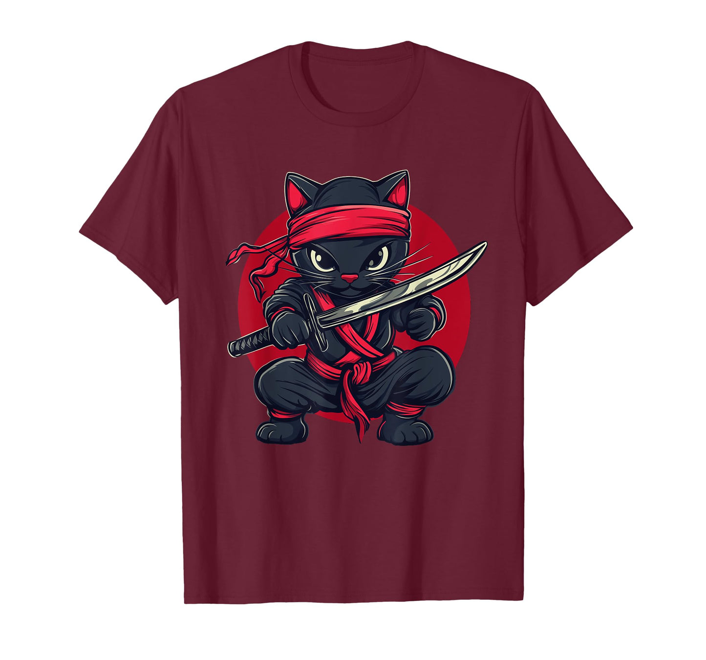 Cat Ninja Samurai Japan Japanese Flag Kawaii Funny Graphic Men Women Kids T-Shirt