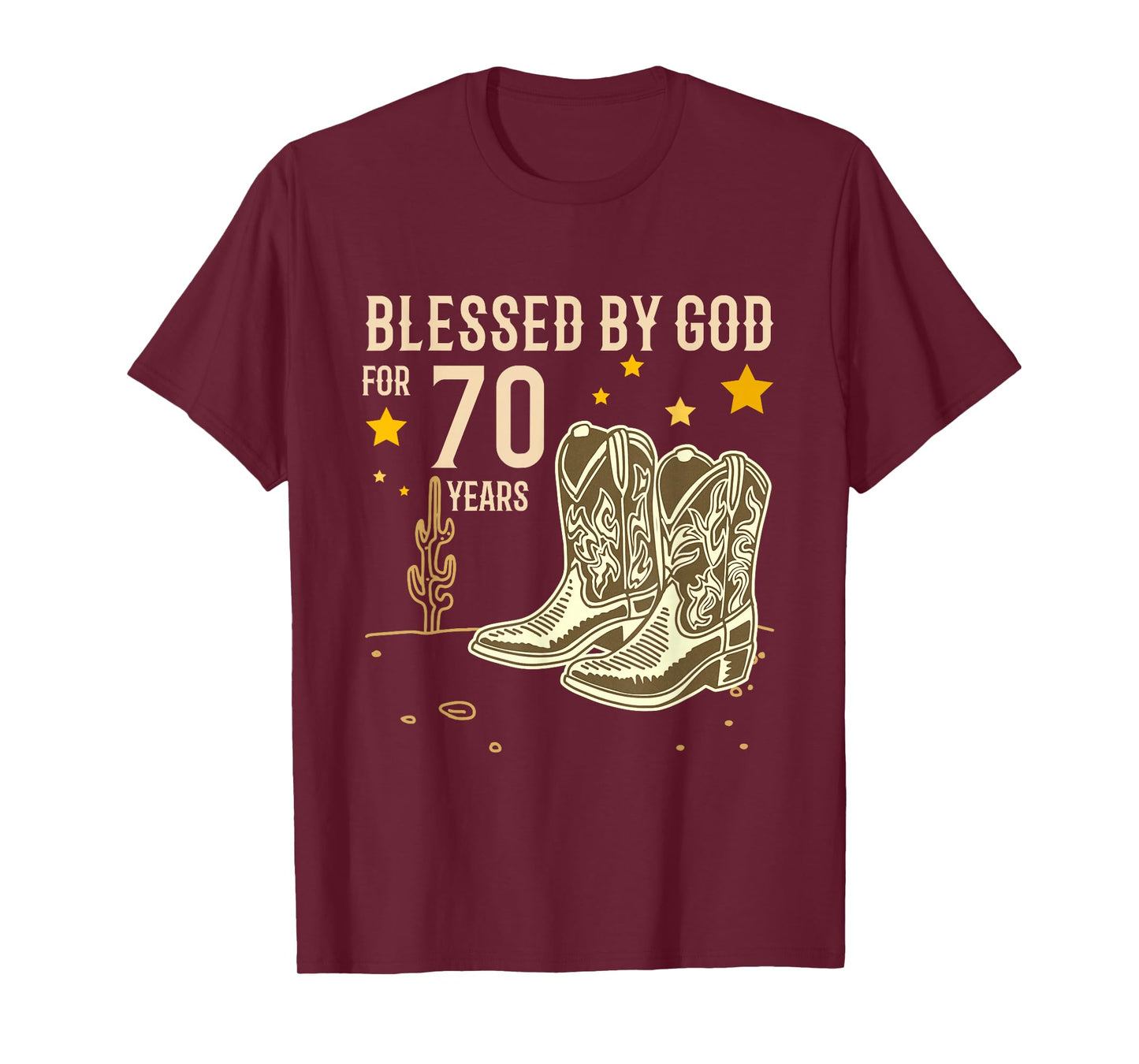 Vintage Blessed by God for 70 Years Cowboy 70th Birthday Men T-Shirt