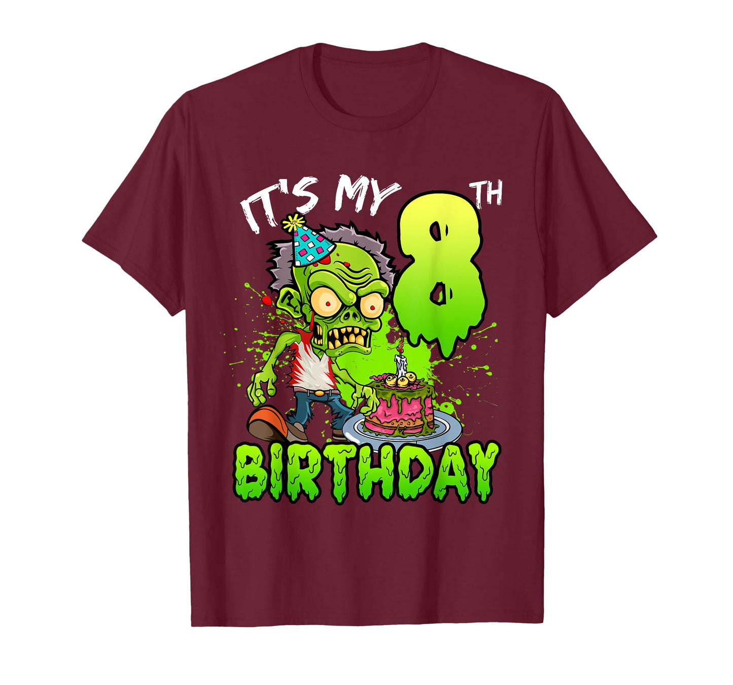 It's My 8th Birthday Zombie Lover 8 Year Old Boys Girls T-Shirt