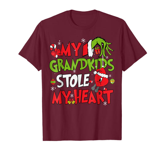 My Grandkids Stole My Heart Christmas Xmas Family Matching T-Shirt
