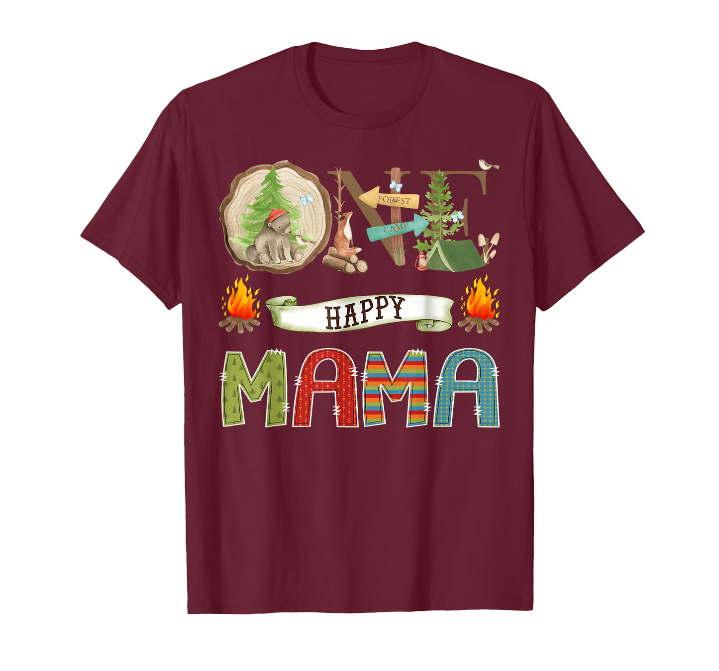 One Happy Mama Camper 1St Birthday Camping Bear T-Shirt