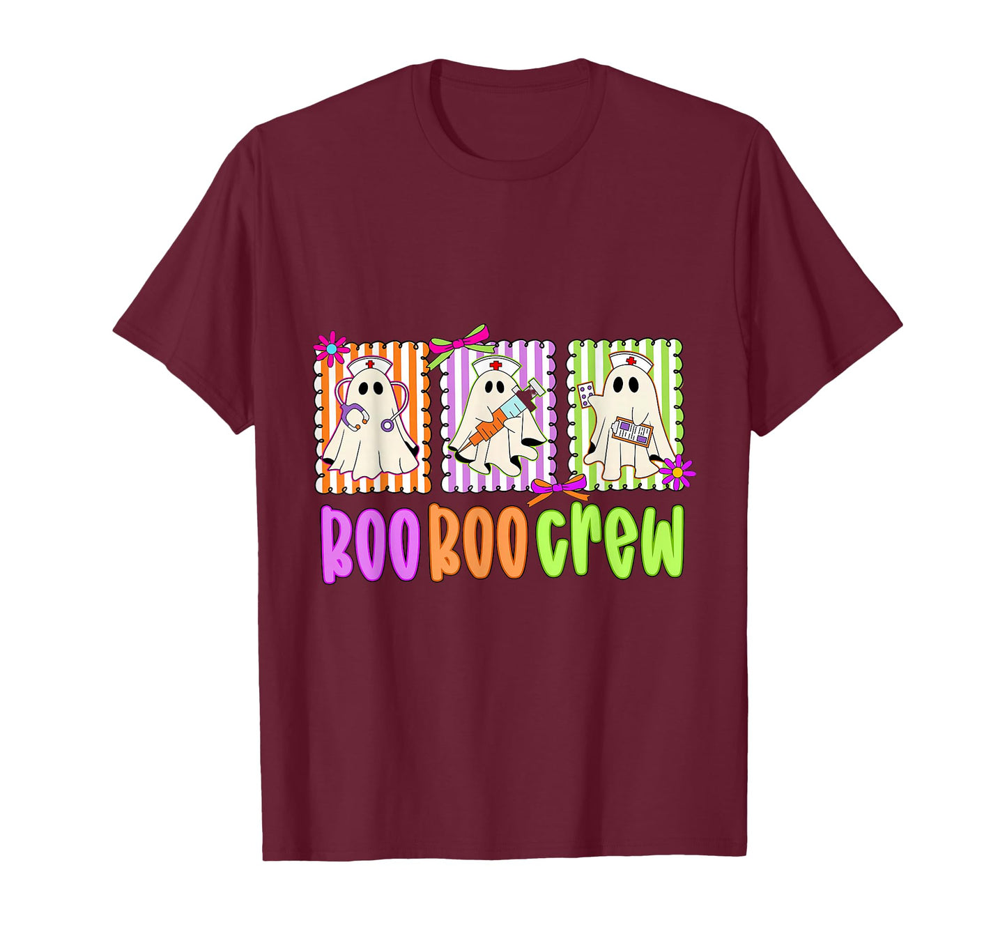 Ghost Nurse Halloween Pediatric Nurse Boo Boo Crew Funny T-Shirt