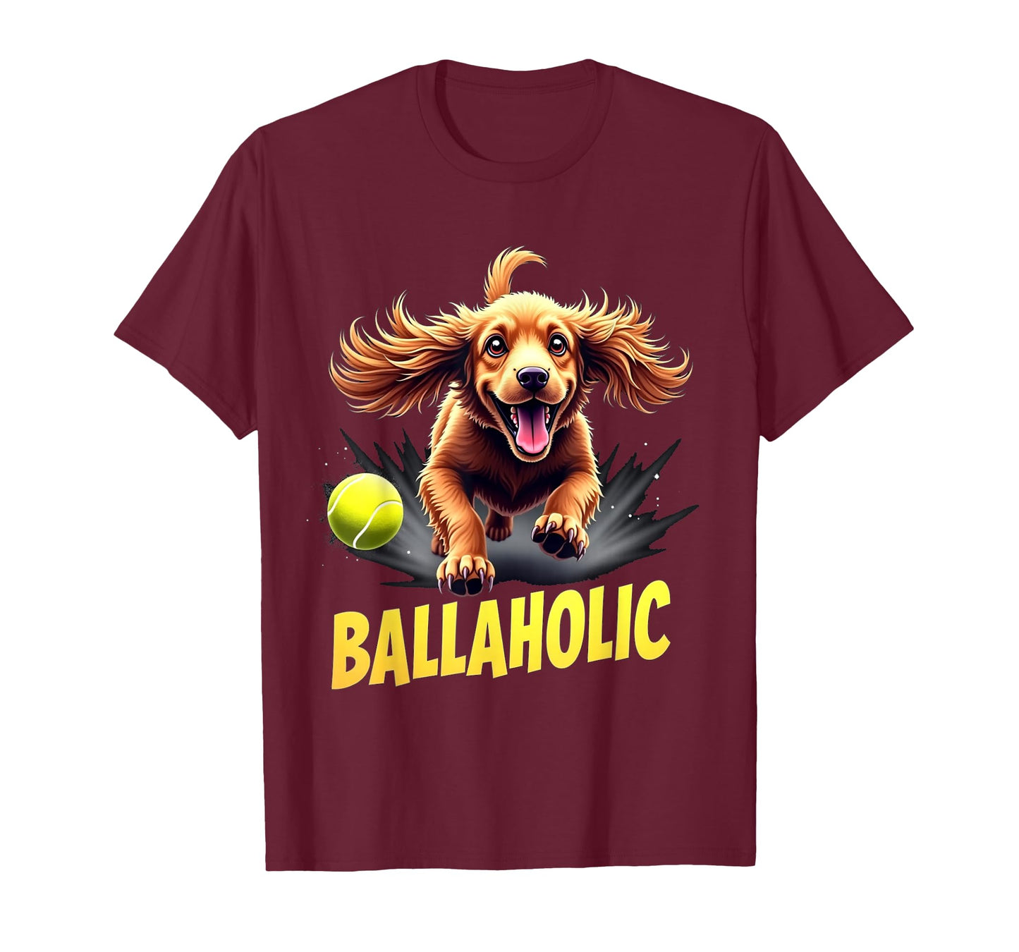 Funny Ballaholic Cocker Spaniel Dog Chasing Ball T-Shirt