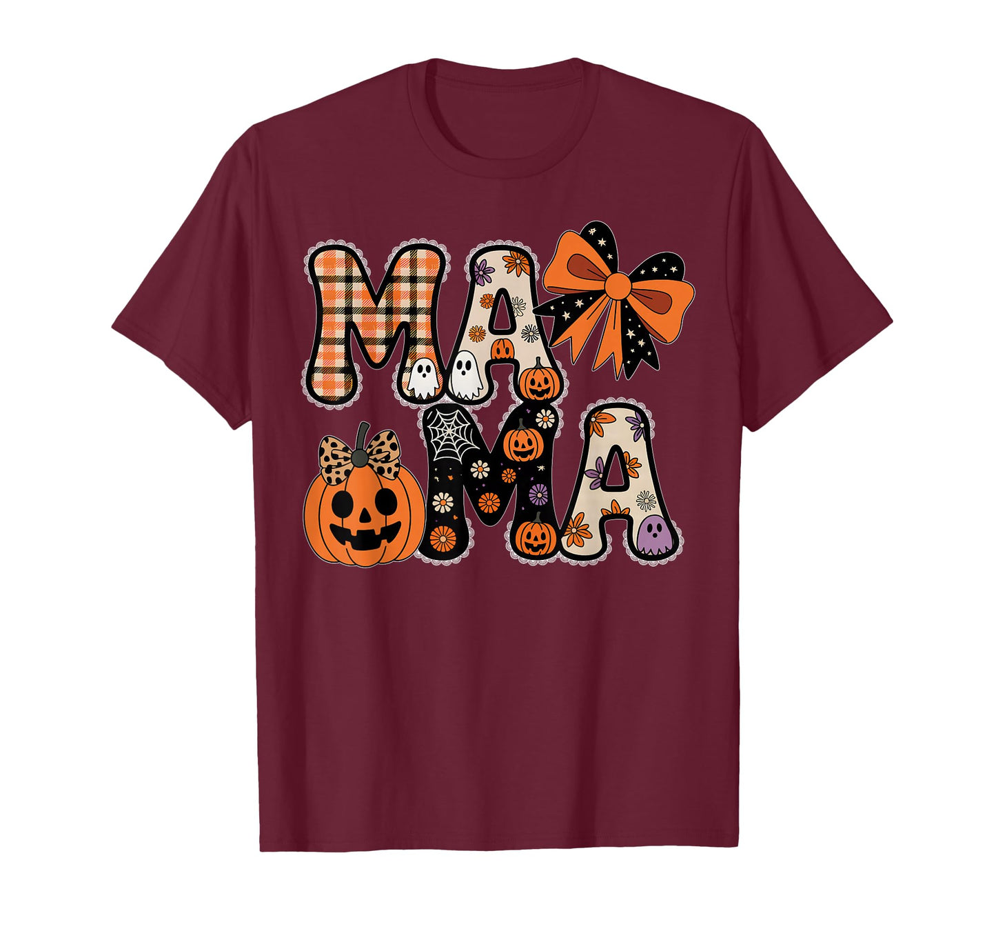 Mama Pumpkin Fall Coquette Lace Bow Thanksgiving Mom Women T-Shirt