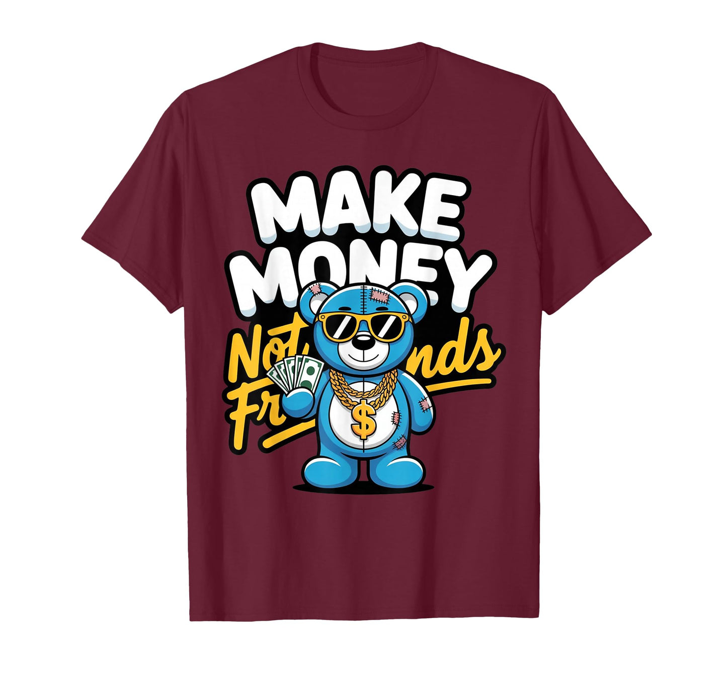 Streetwear Retro Matching Gamma Blue Make Money Not Friends T-Shirt