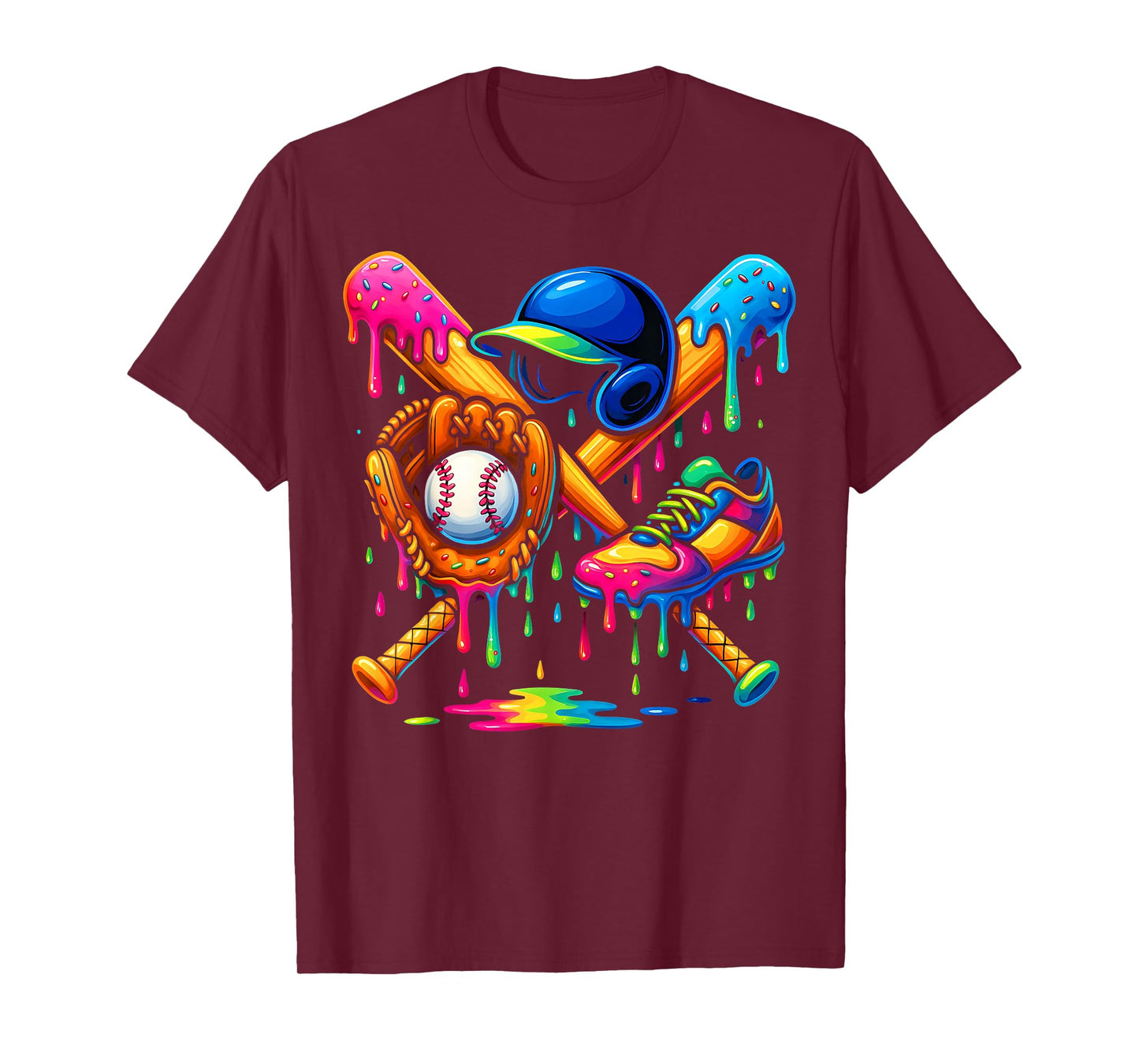 Baseball Drip Boys Ice Cream Youth Sweet Bat Cleats Glove T-Shirt