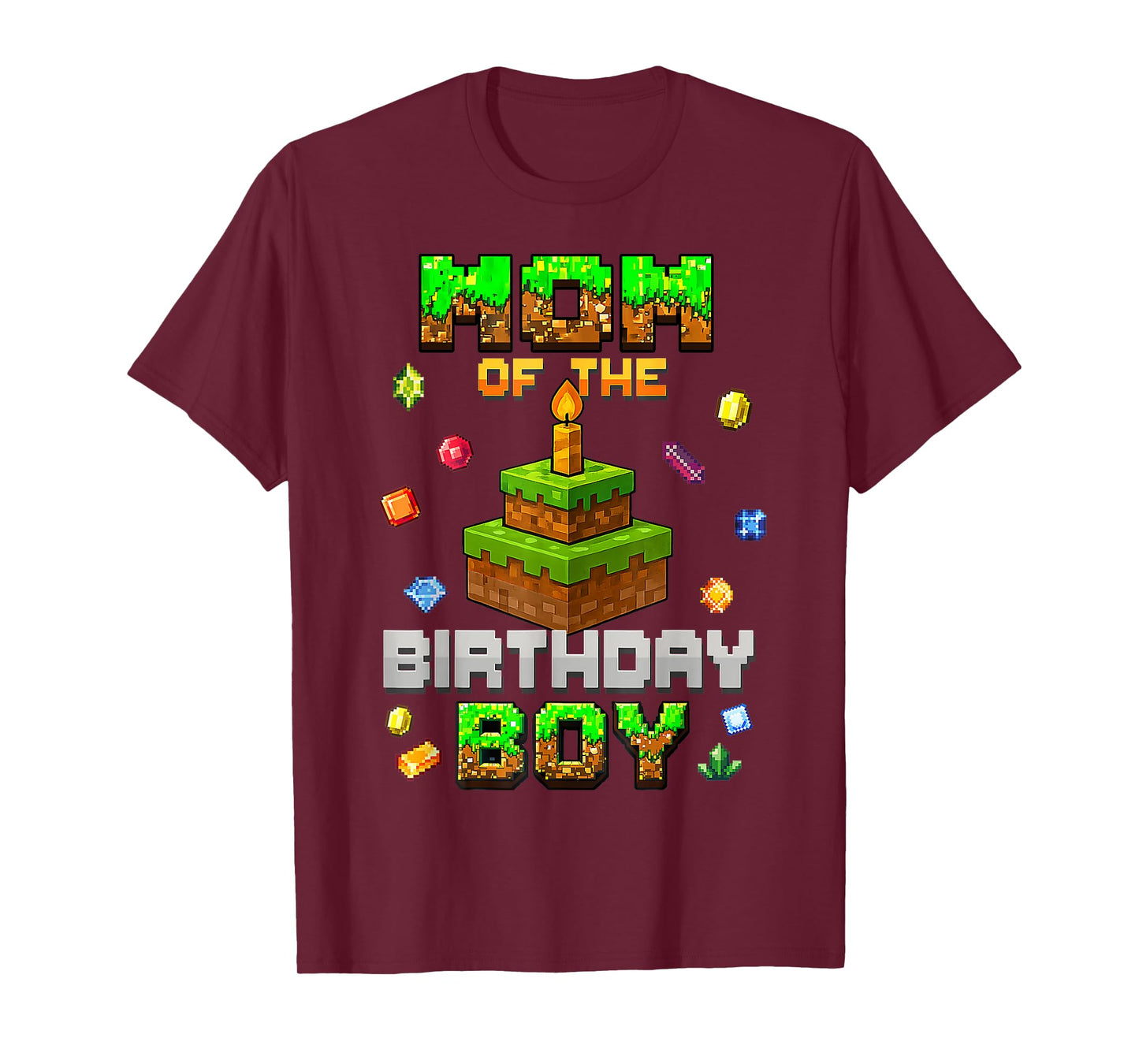 Mom Of The Birthday Boy Family Matching Video Game Pixel T-Shirt