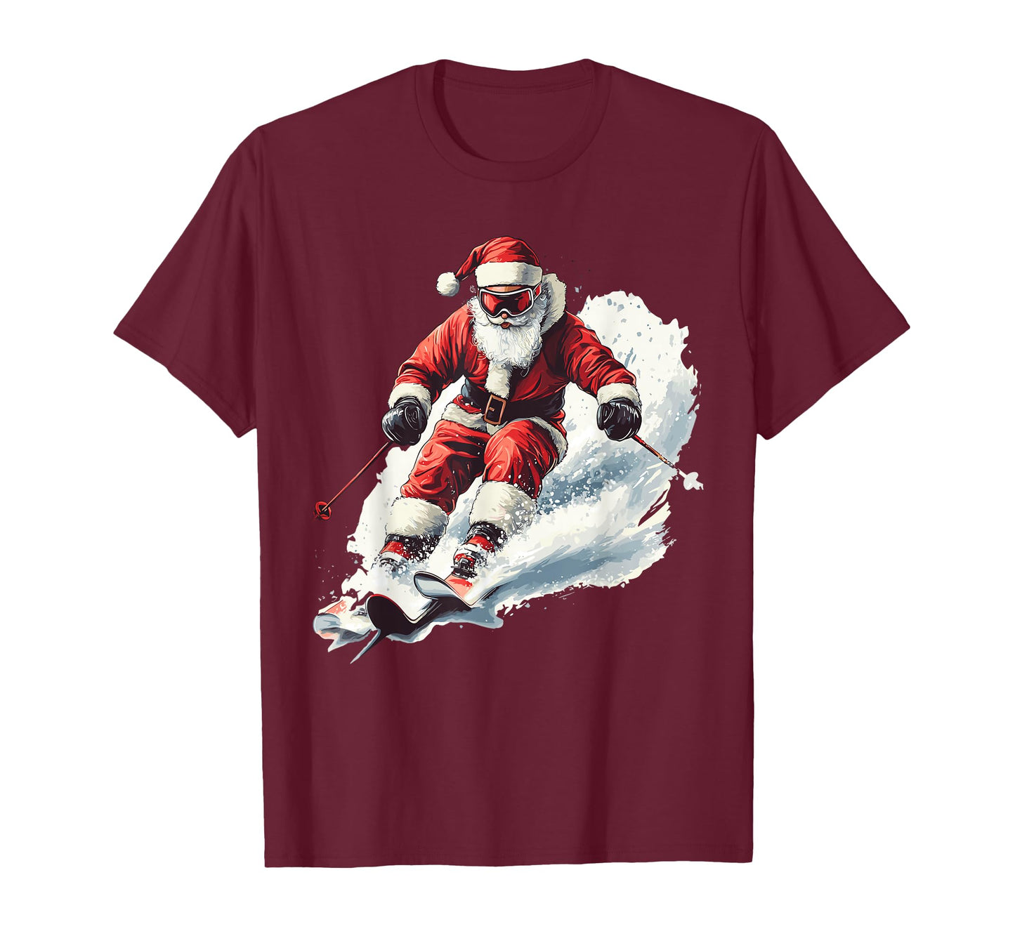 Santa Skiing Funny Christmas Skier Ski Racer Xmas Pajama T-Shirt