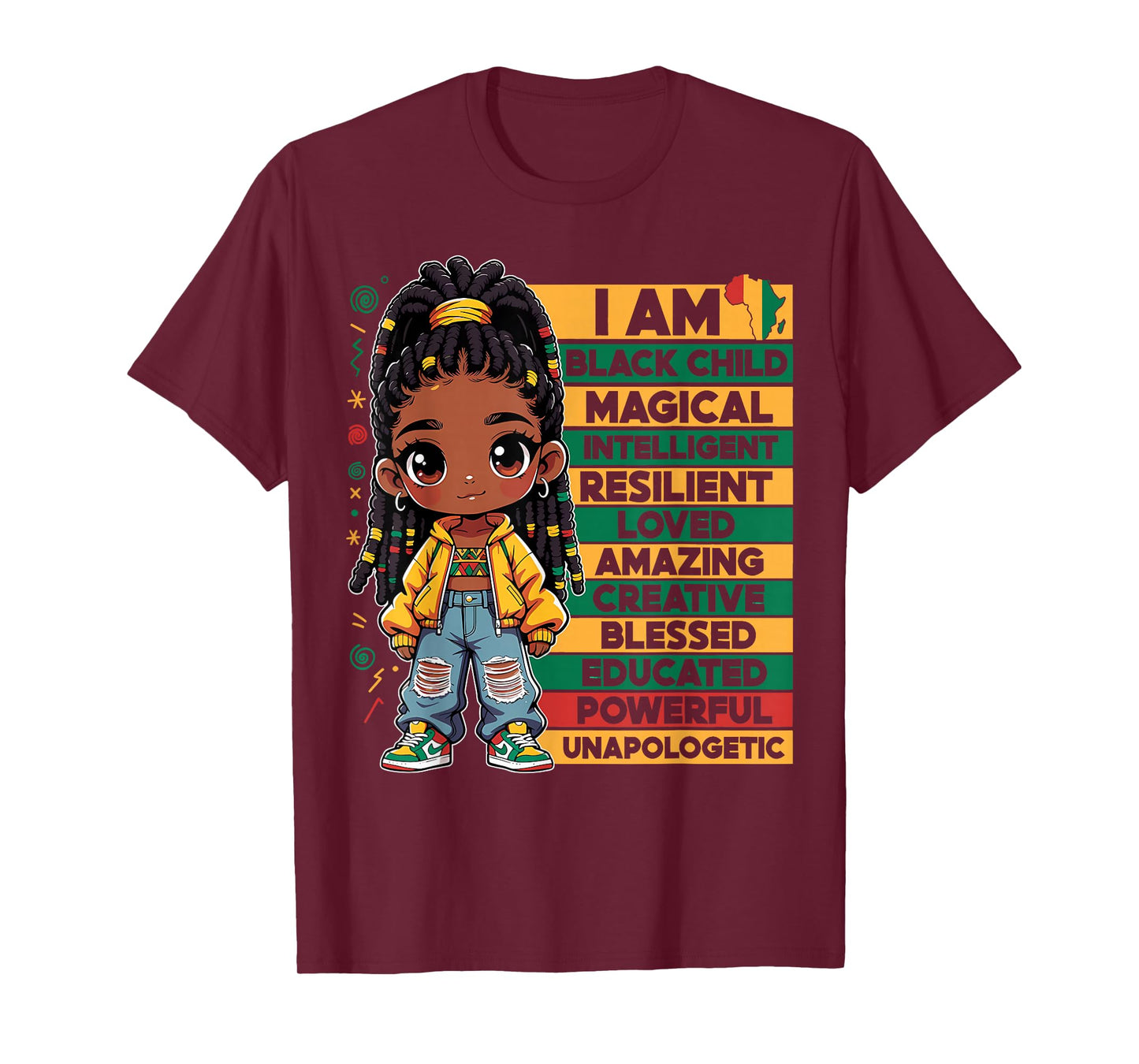 I Am Black History Kids African American Girls Women Melanin T-Shirt