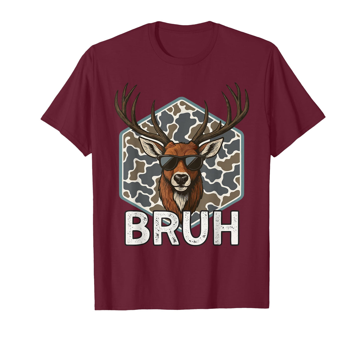 Bruh Deer Hunter Funny Deer Hunting Camo Men Teens Boys Kids T-Shirt