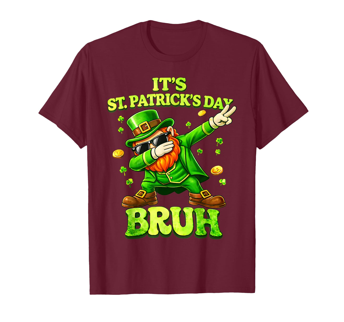 Bruh St Patricks Day Boys Kids Saint Patricks Day Leprechaun T-Shirt