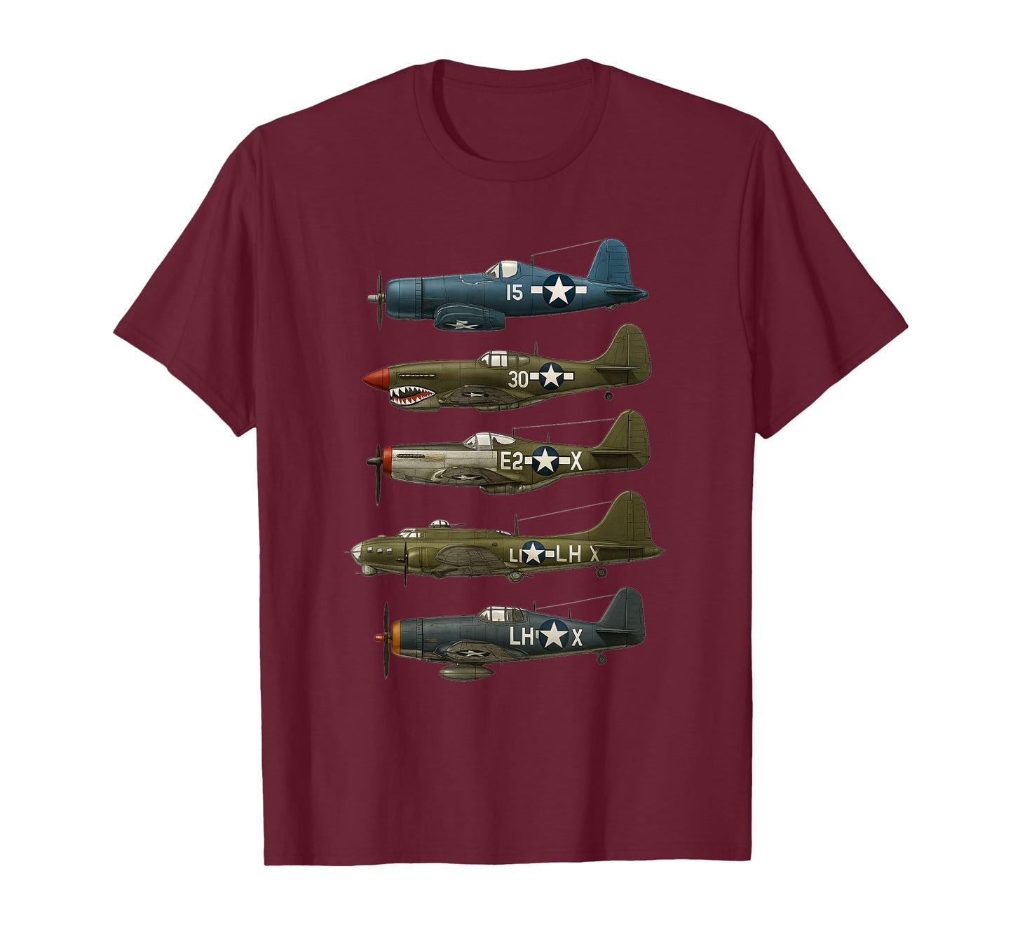 WW2 Warplanes F4U, P-51 Mustang, P-40 B17 Gift T-Shirt