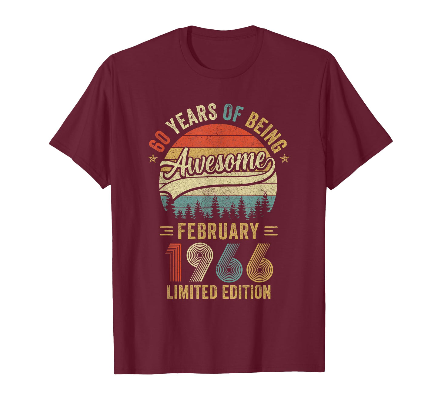 Vintage February 1966 Old 60Th Birthday Men Women T-Shirt